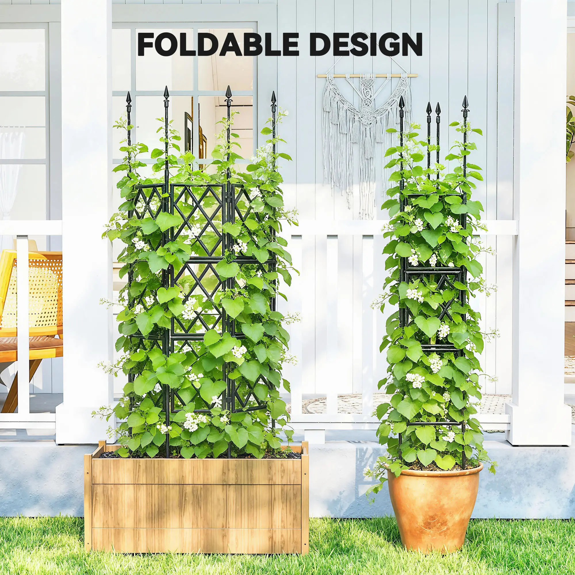 Foldable Garden Trellis, 33.5 x 77.6 Inch, Lattice Climbing Support, Black - Image 4