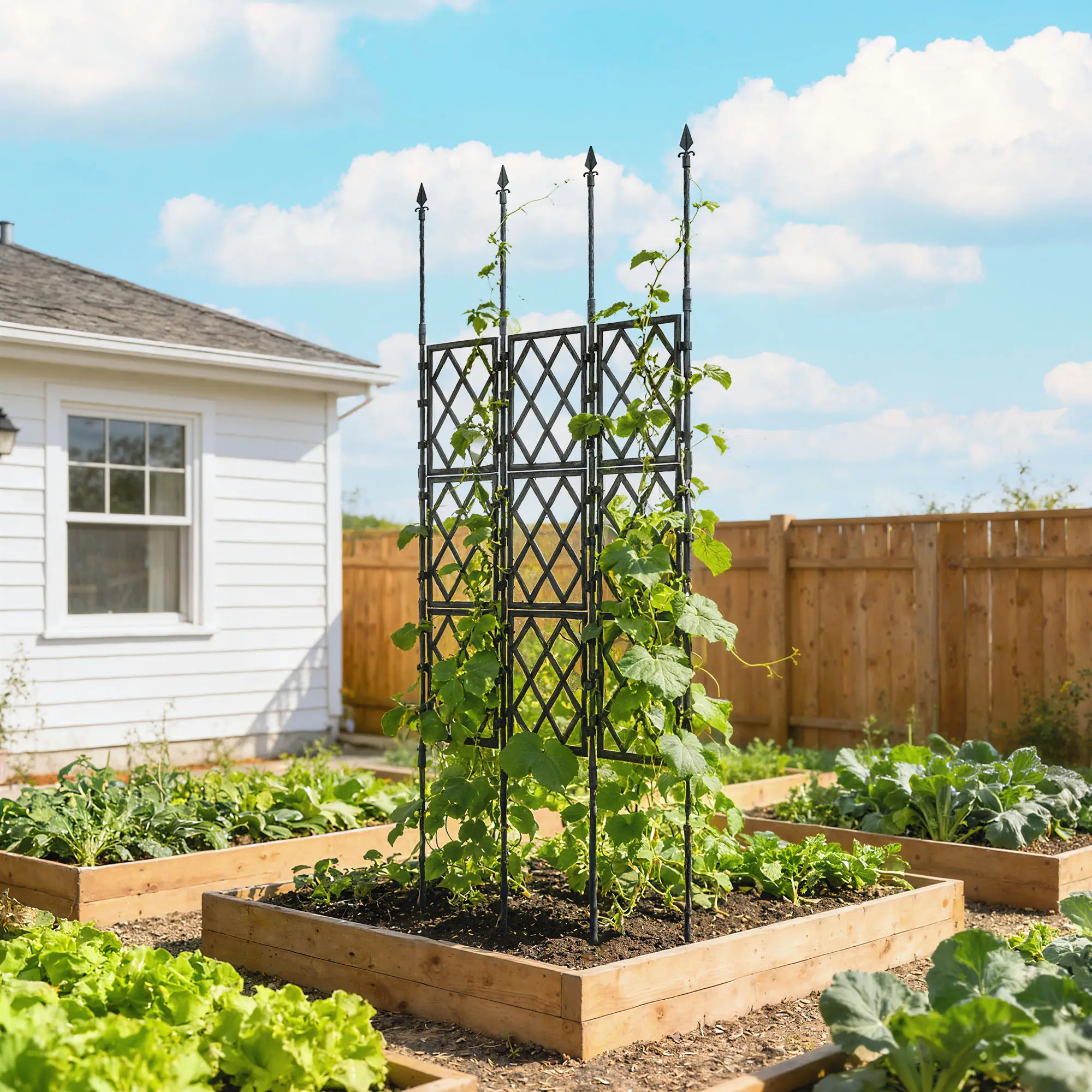 Foldable Garden Trellis, 33.5 x 77.6 Inch, Lattice Climbing Support, Black - Image 7