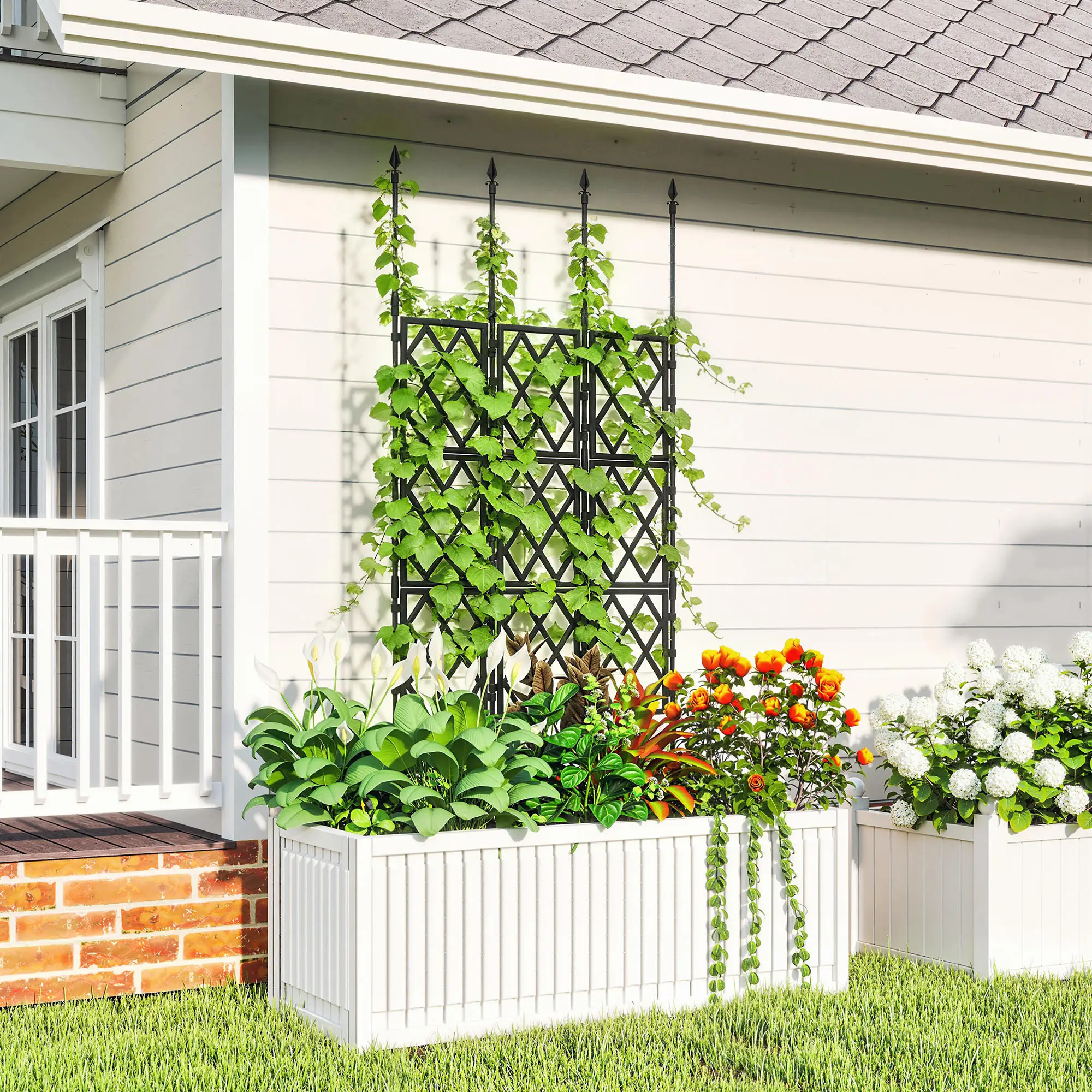 Foldable Garden Trellis, 33.5 x 77.6 Inch, Lattice Climbing Support, Black - Image 9