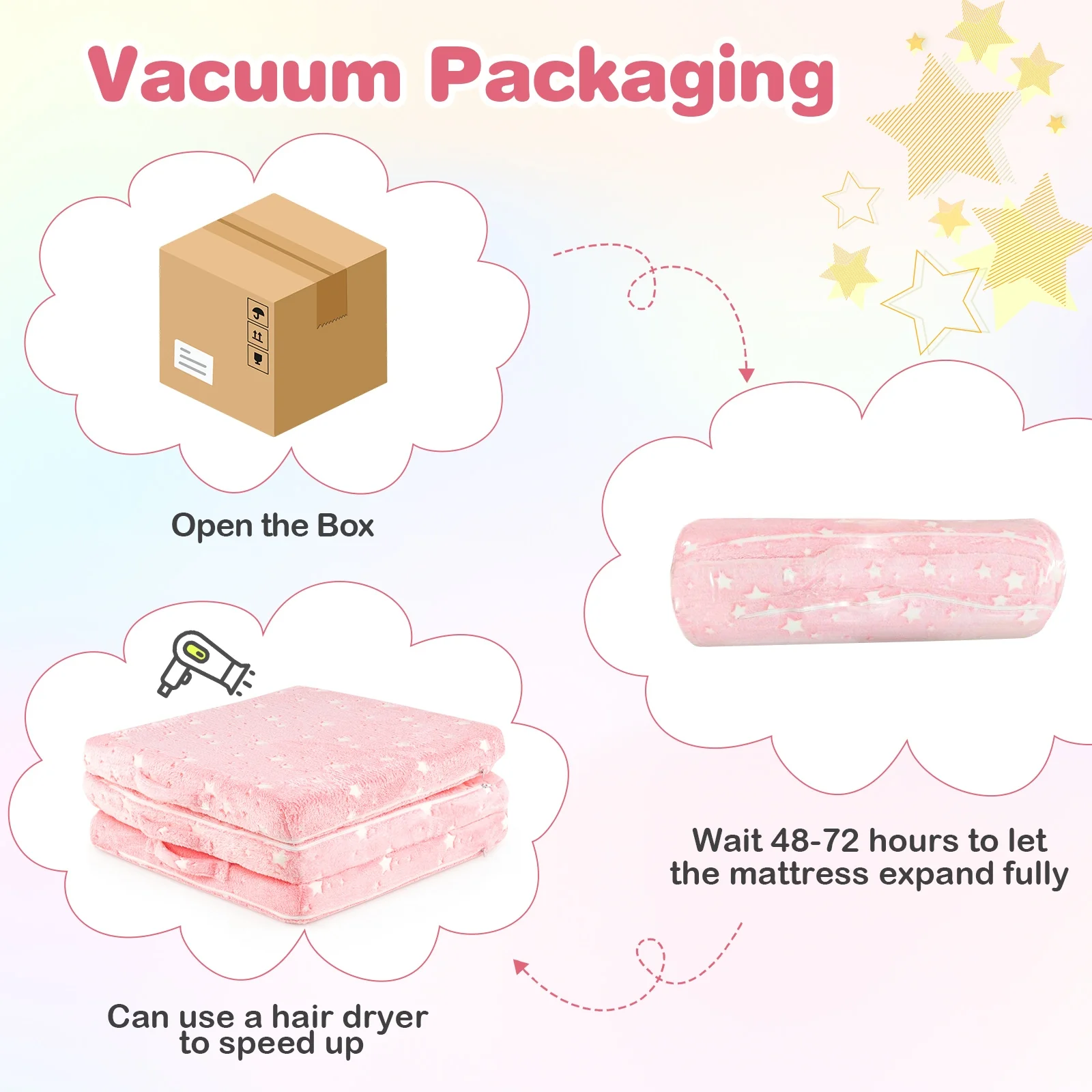 Foldable Kids Floor Mattress, Washable Flannel Cover, Pink - Image 8