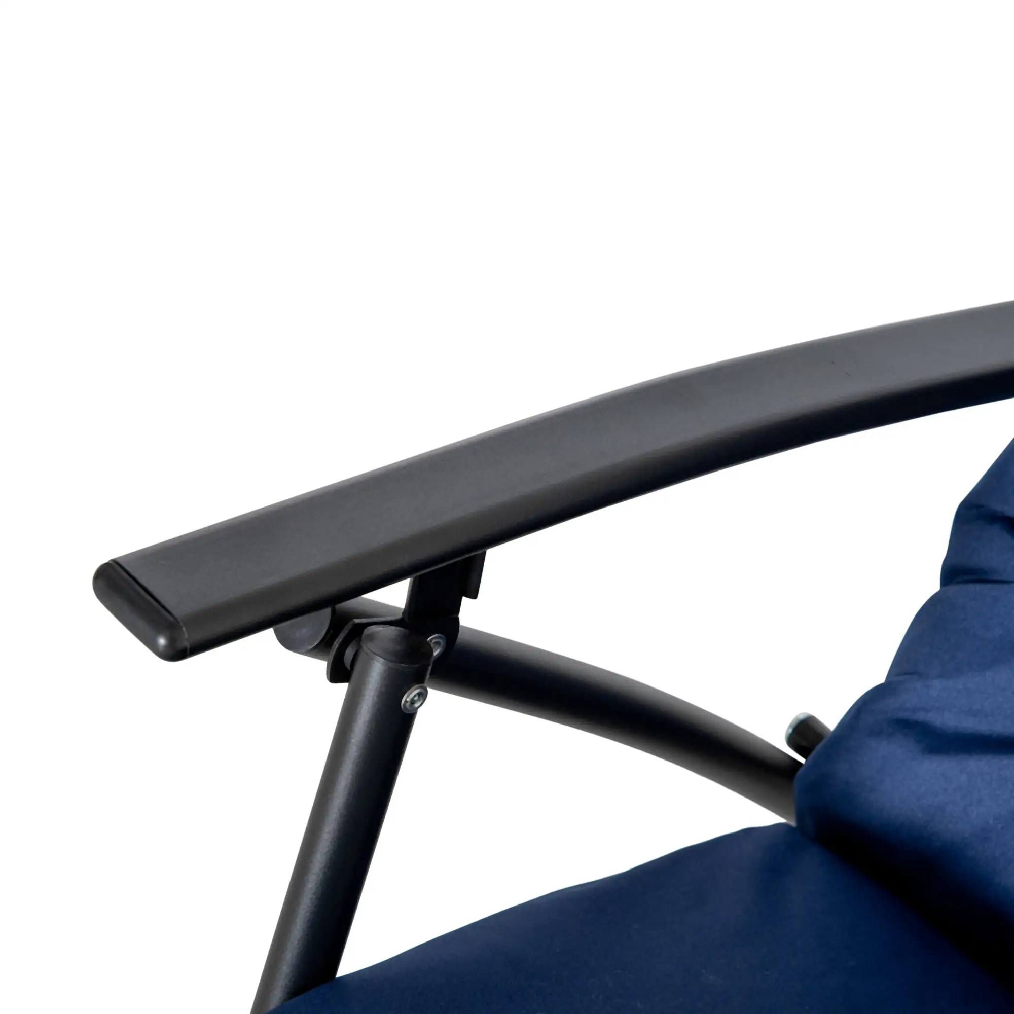 Foldable Lounge Chair, Fabric Recliner, Outdoor Lounger with Armrest, Blue - Image 9
