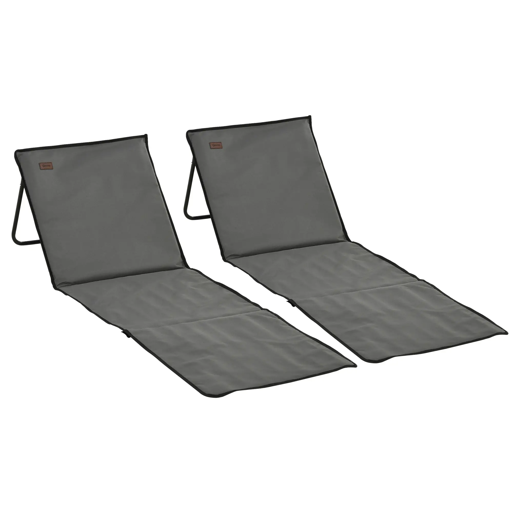 Foldable Lounge Chairs, Adjustable Backrest, Set of 2, Grey