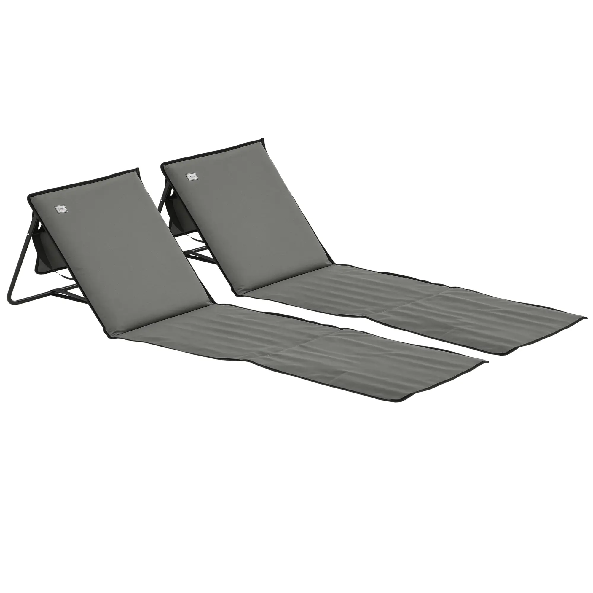 Foldable Lounge Chairs, Adjustable Backrest, Set of 2, Grey - Image 11