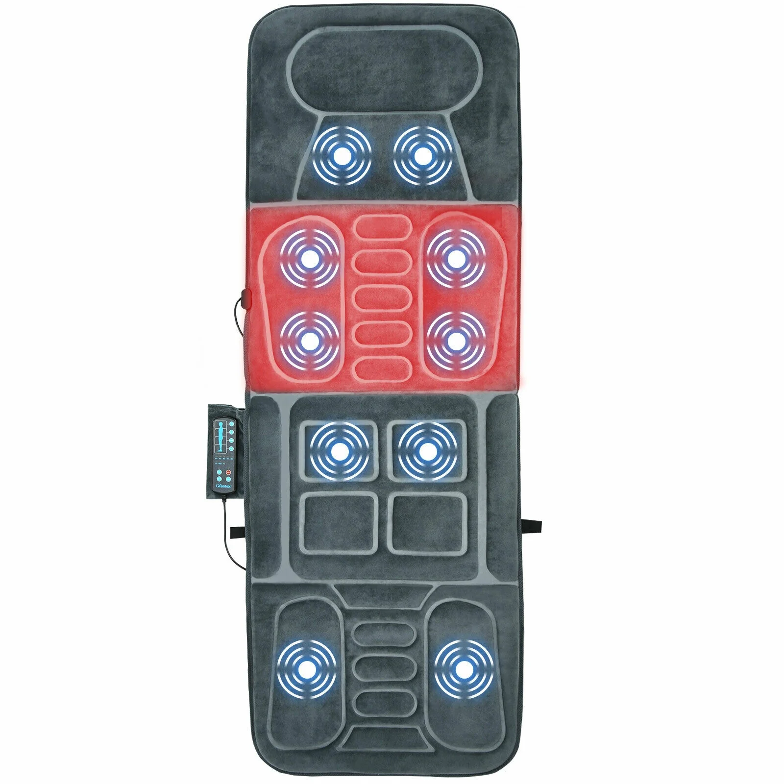 Foldable Massage Mat With Heat, 10 Vibration Motors, Gray - Image 8