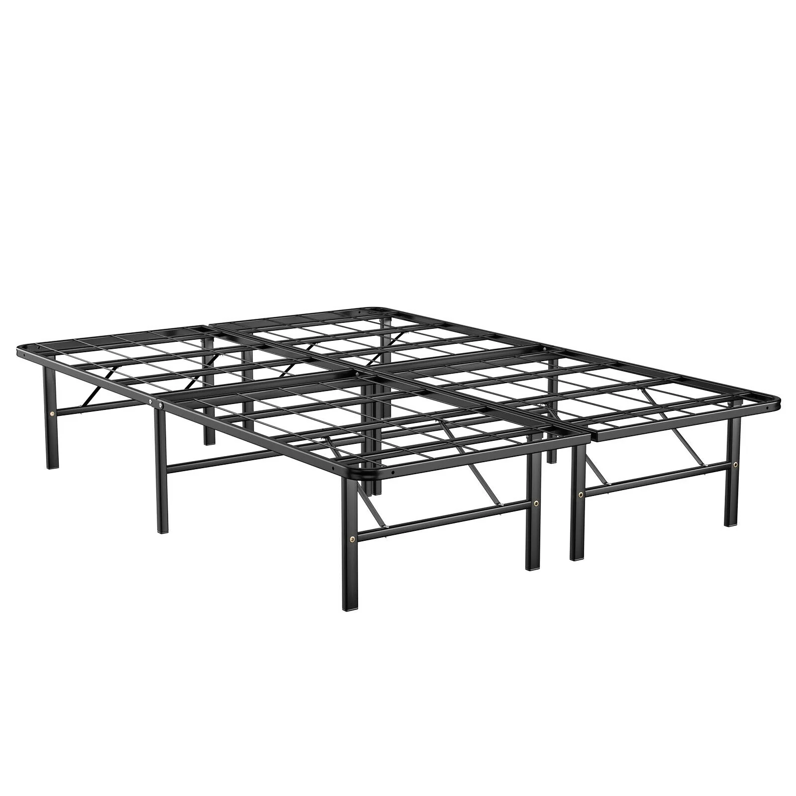 Foldable Metal Platform Bed, Full Size, Tool-Free Assembly, Black