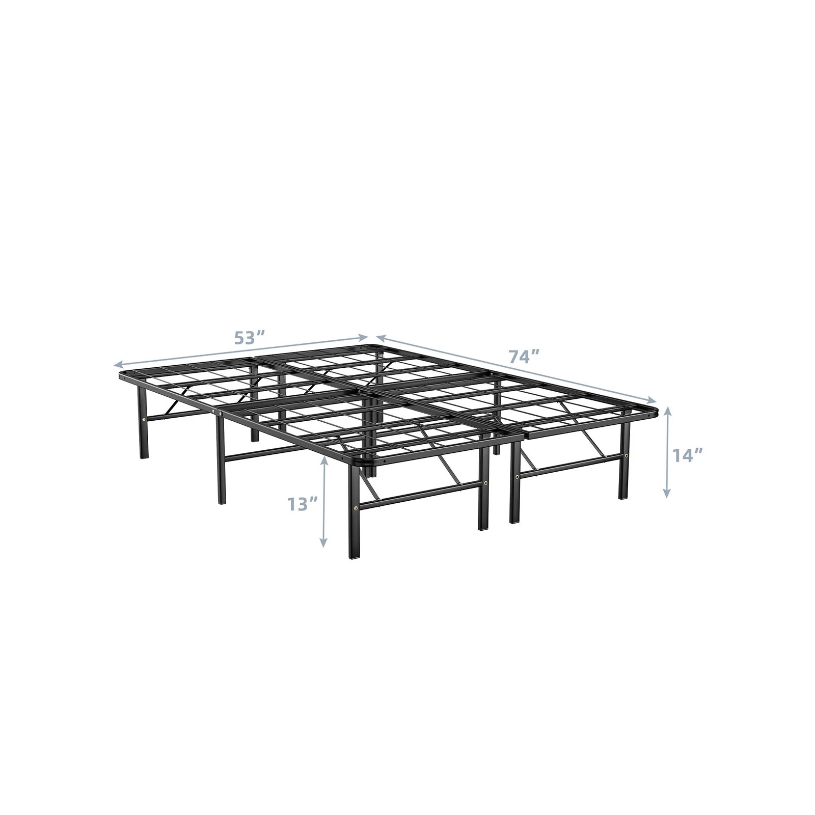 Foldable Metal Platform Bed, Full Size, Tool-Free Assembly, Black - Image 6