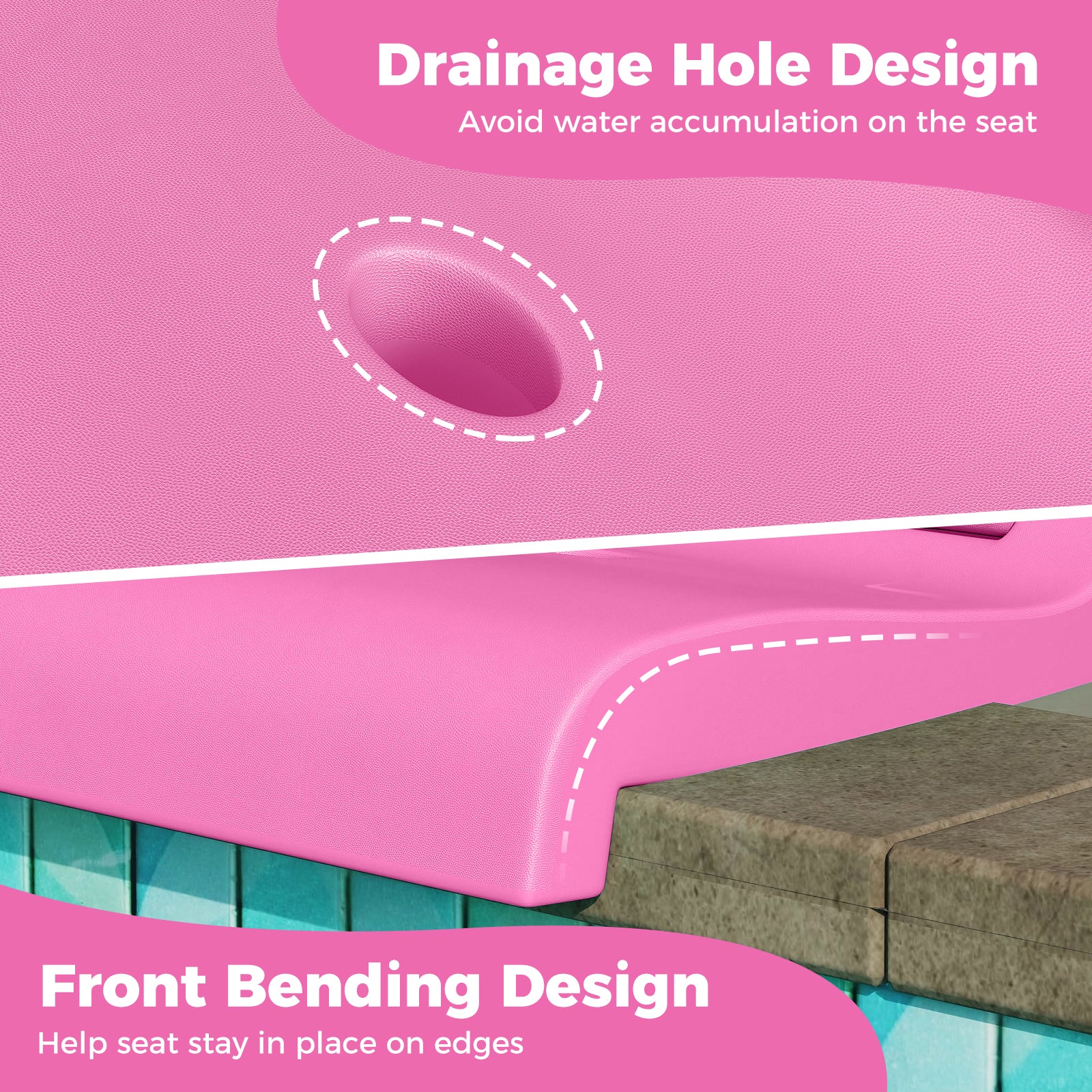 Foldable Outdoor Pool Chair, Pink - Image 9