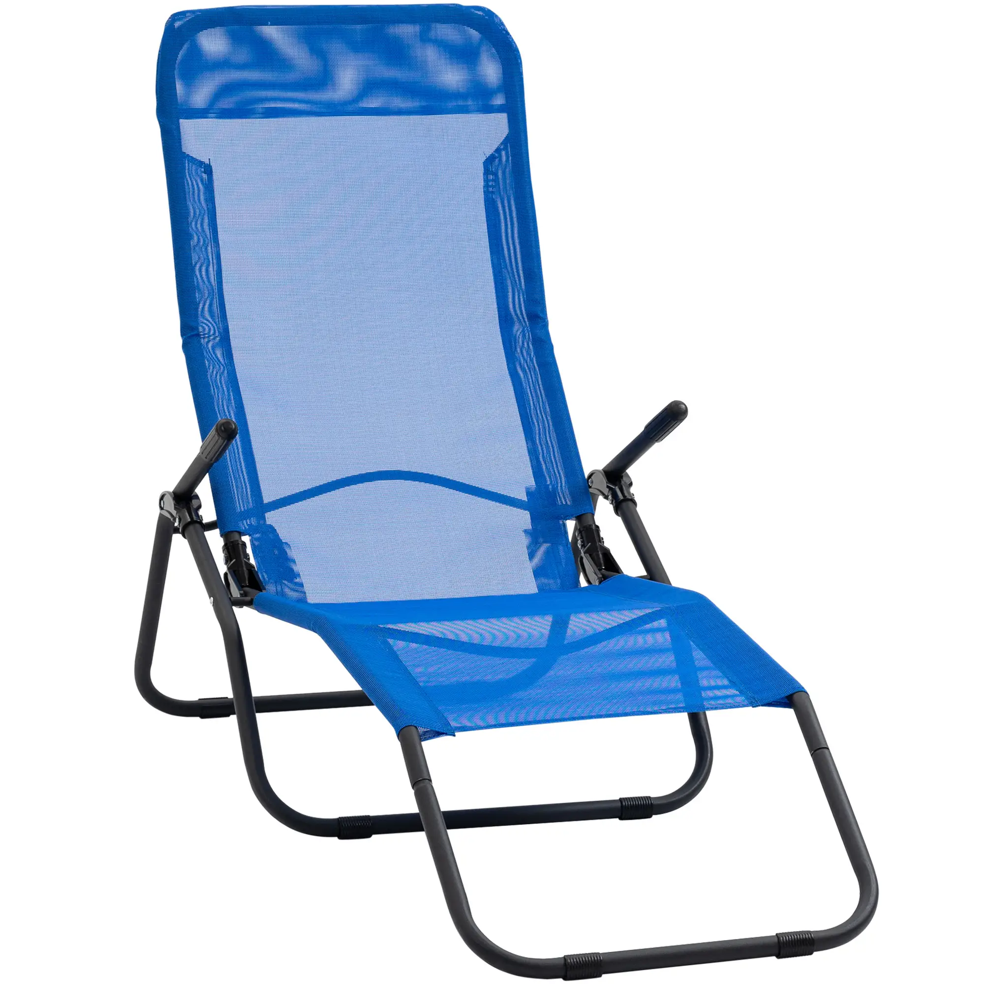 Foldable Patio Lounge Chair, Outdoor Beach Lounger, Breathable Mesh, Zero Gravity, Reclining, Blue