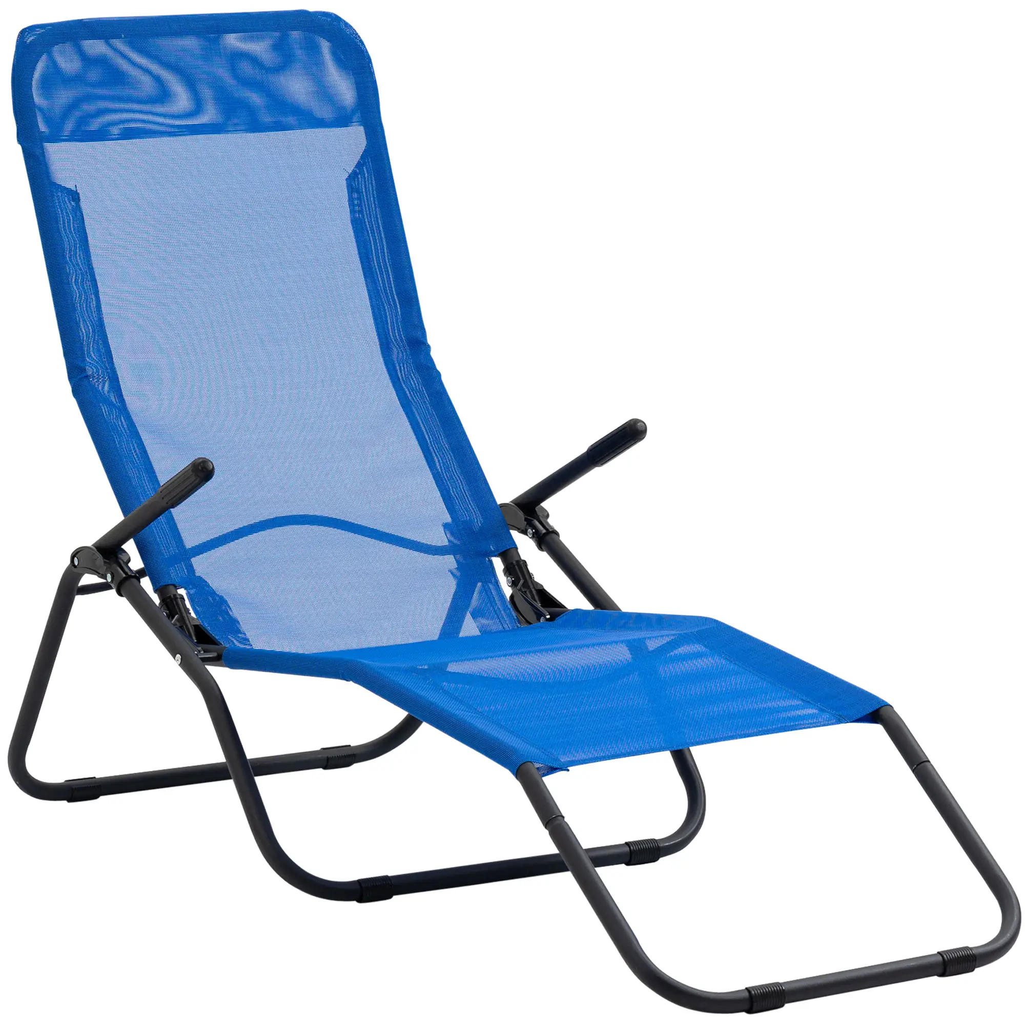 Foldable Patio Lounge Chair, Outdoor Beach Lounger, Breathable Mesh, Zero Gravity, Reclining, Blue - Image 11