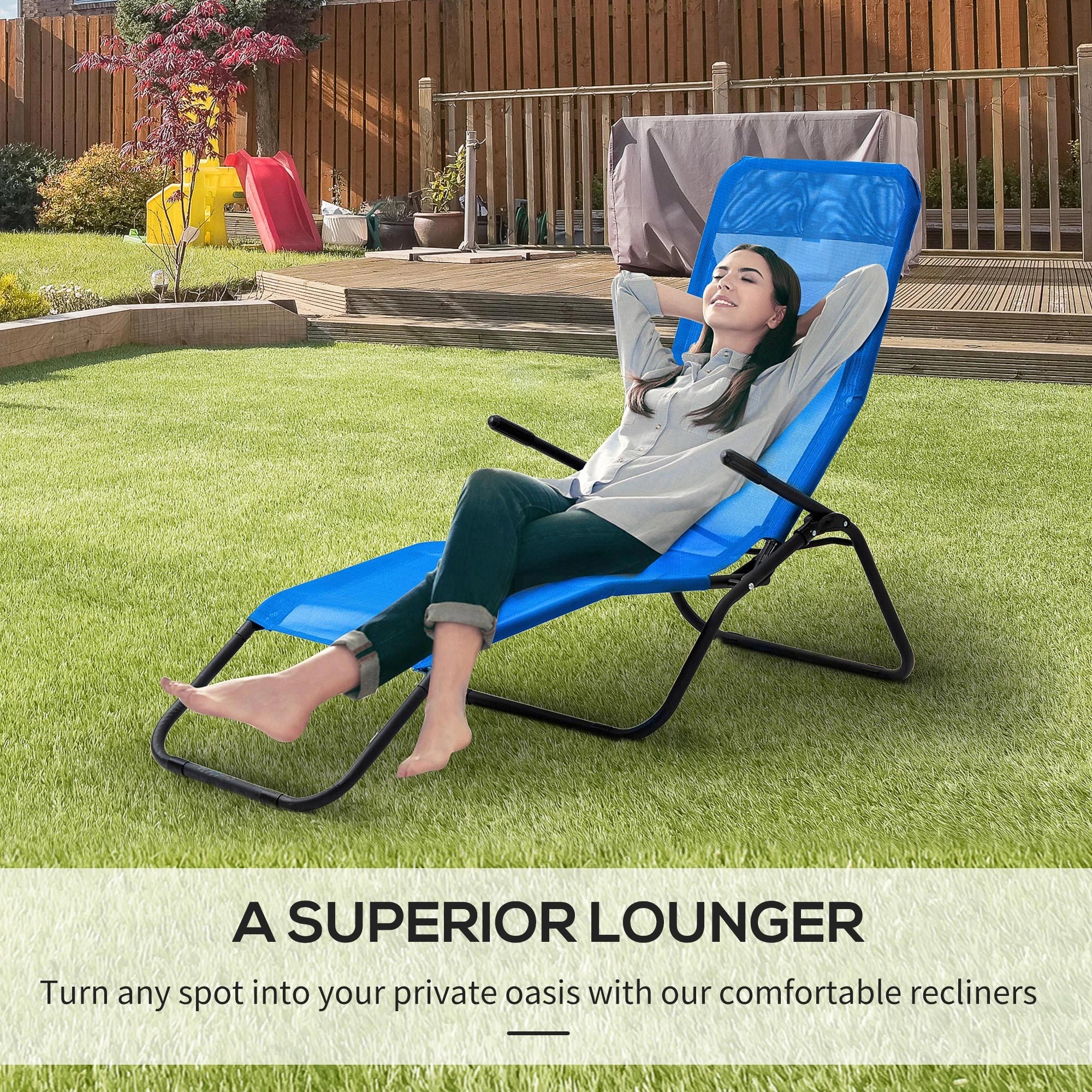 Foldable Patio Lounge Chair, Outdoor Beach Lounger, Breathable Mesh, Zero Gravity, Reclining, Blue - Image 9