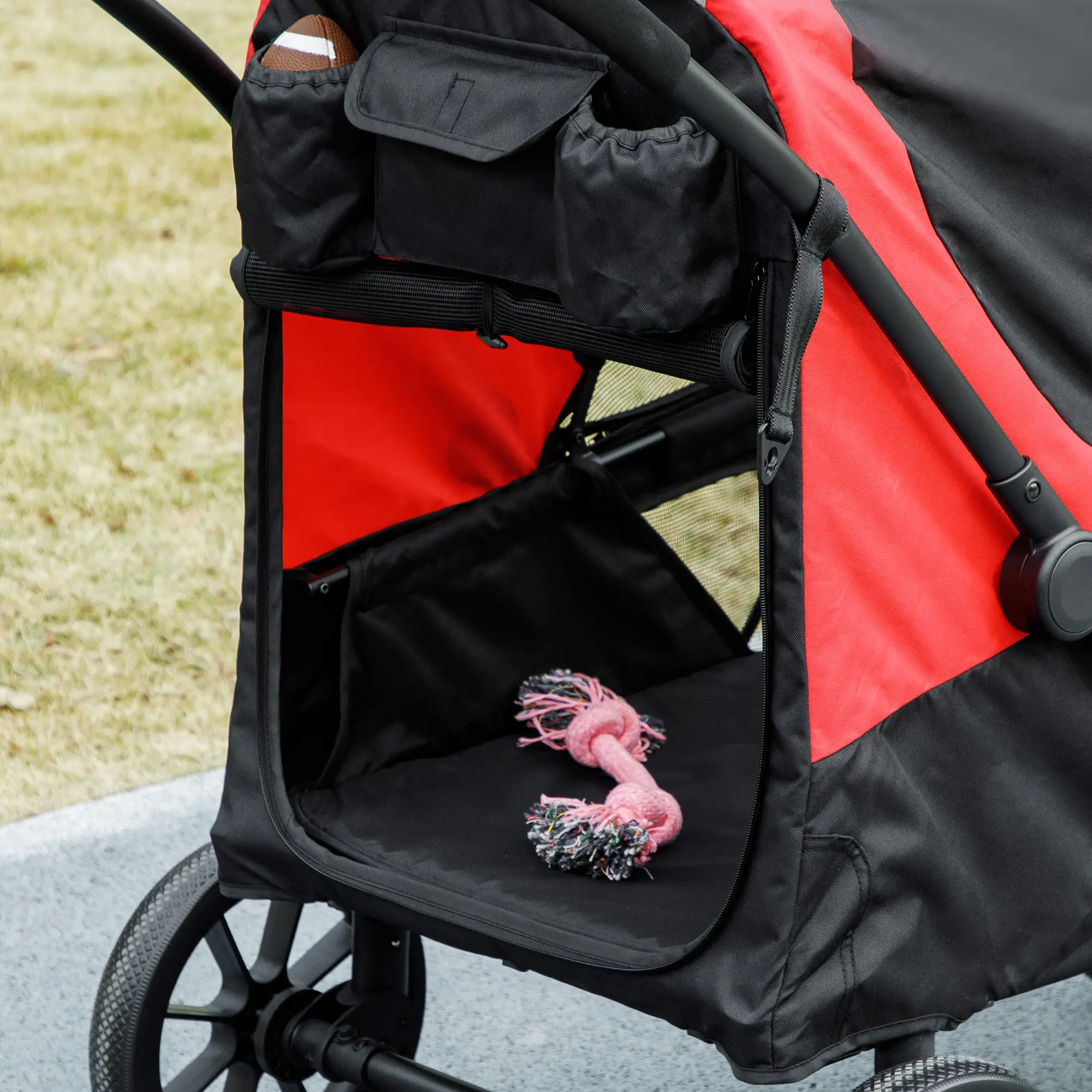 Foldable Pet Stroller, Large Dogs, Four Big Wheels, Black - Image 10