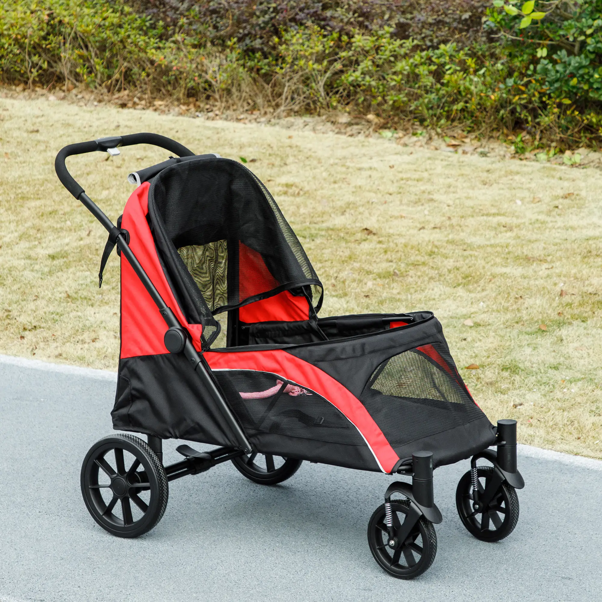 Foldable Pet Stroller, Large Dogs, Four Big Wheels, Black - Image 9