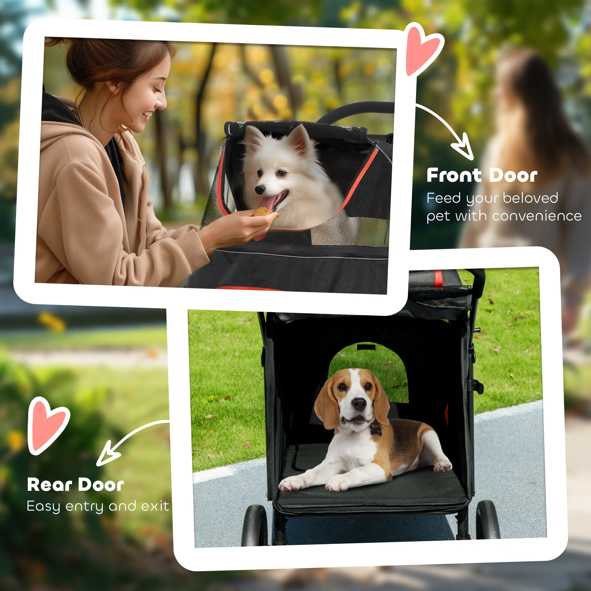 Foldable Pet Stroller, Universal Wheels, Shock Absorber, for Large & Medium Dogs, Black - Image 7