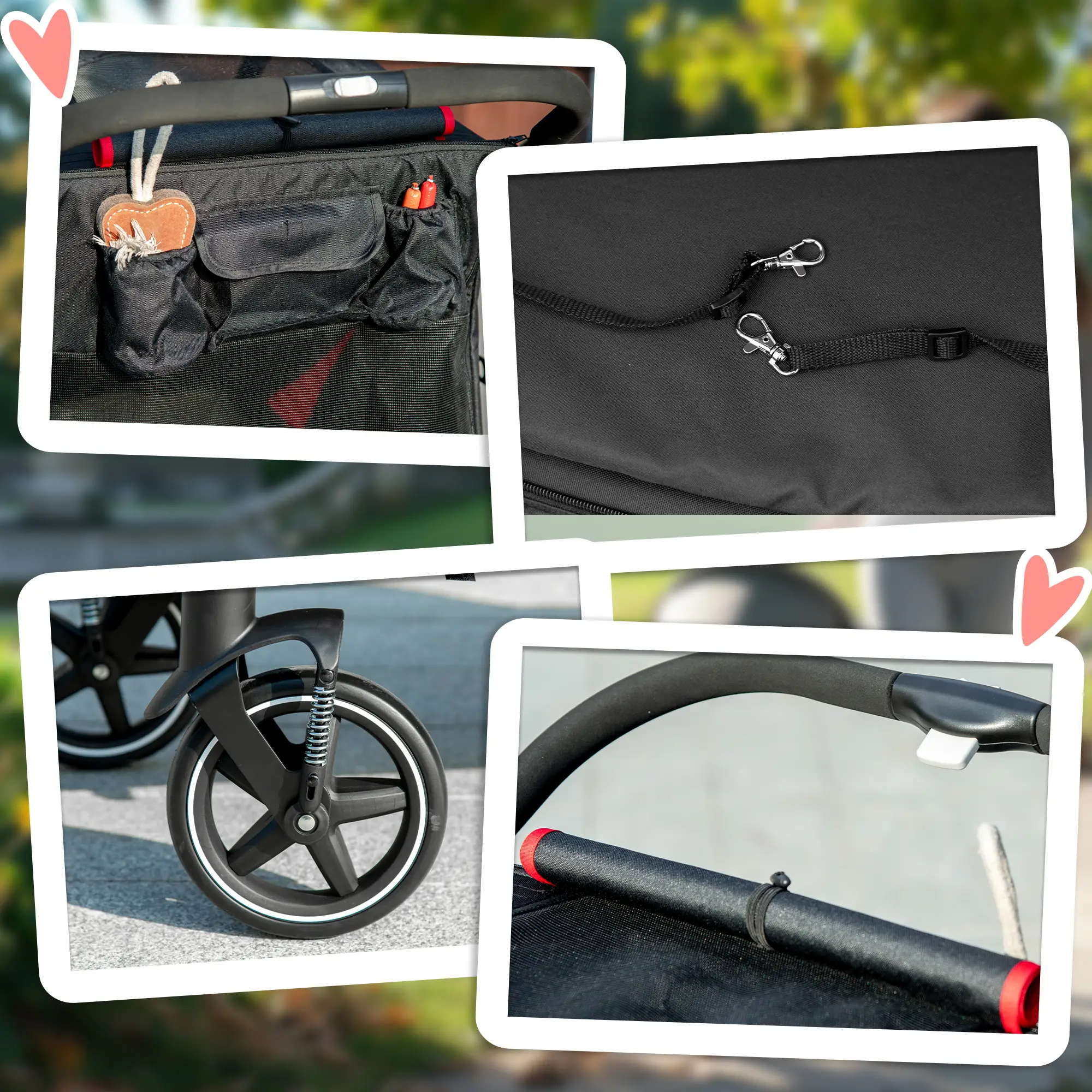 Foldable Pet Stroller, Universal Wheels, Shock Absorber, for Large & Medium Dogs, Black - Image 9