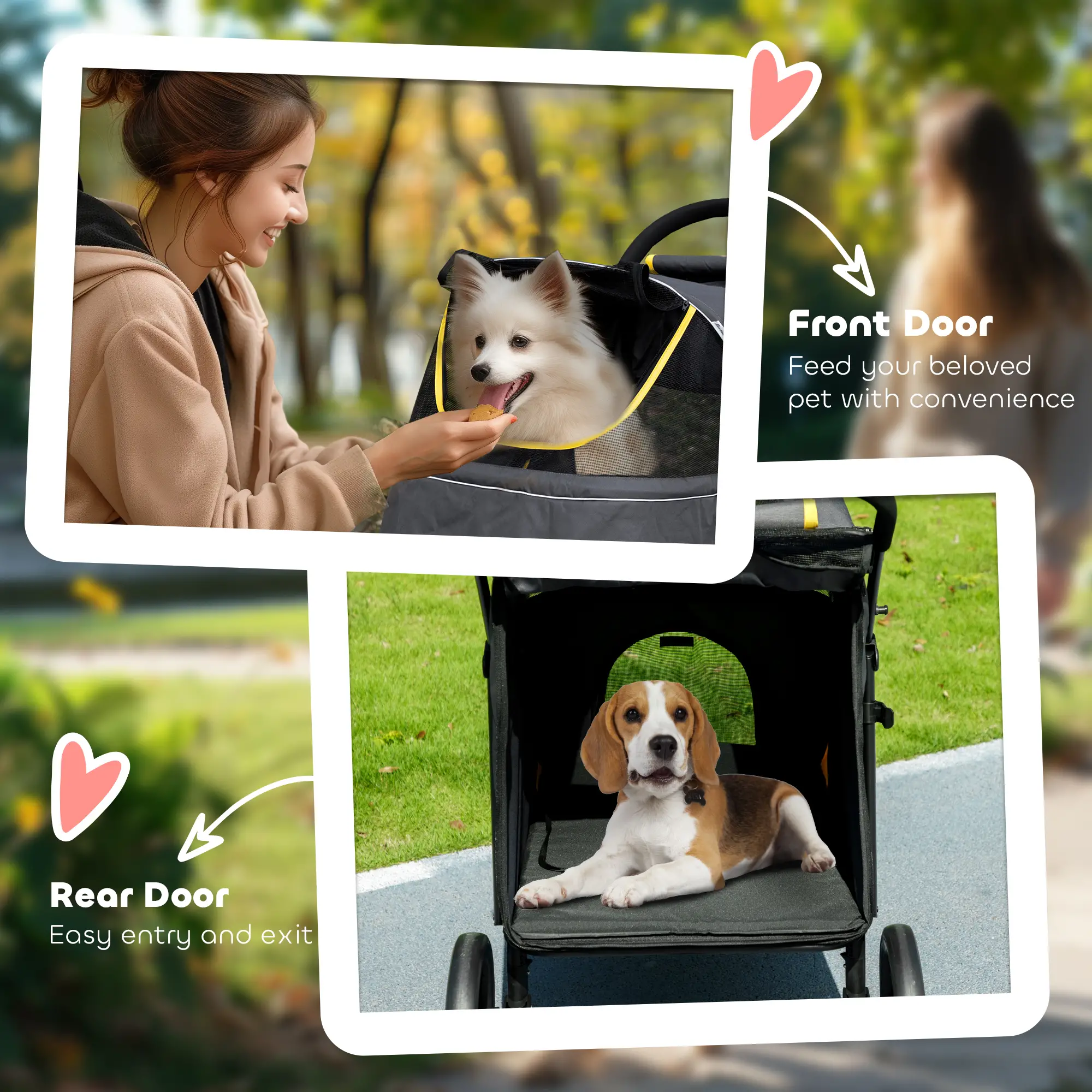 Foldable Pet Stroller, Universal Wheels, Shock Absorber, Large & Medium Dogs, Dark Grey - Image 7