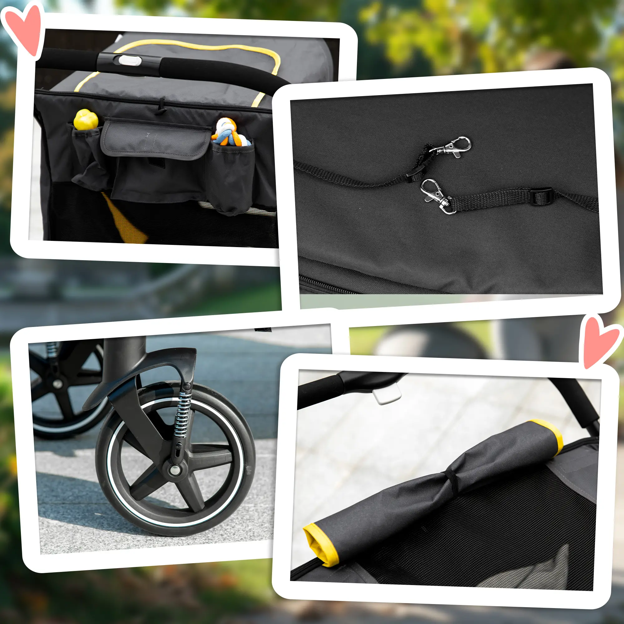 Foldable Pet Stroller, Universal Wheels, Shock Absorber, Large & Medium Dogs, Dark Grey - Image 9