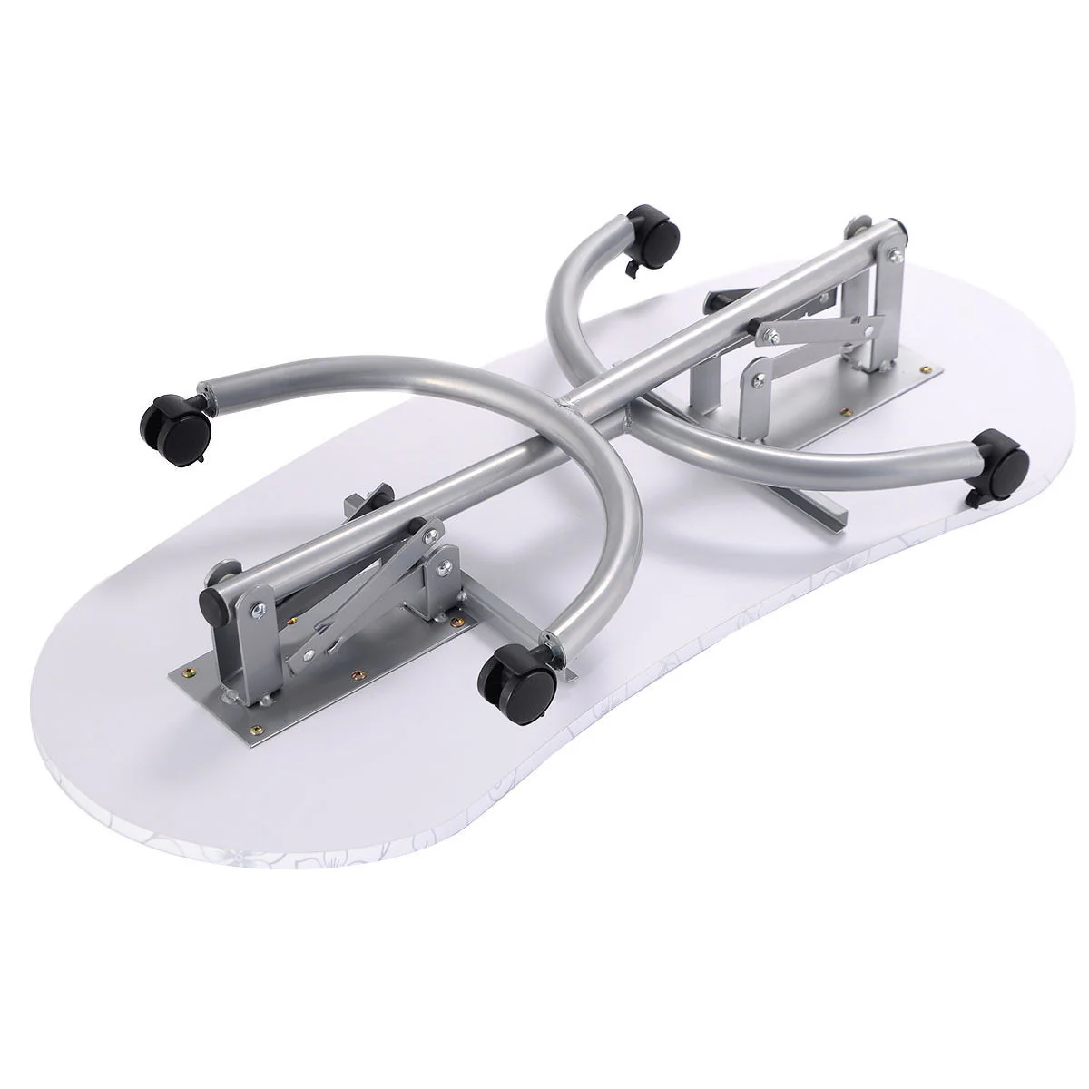 Foldable Portable Manicure Table with Drawer Casters and Cushion, White - Image 3
