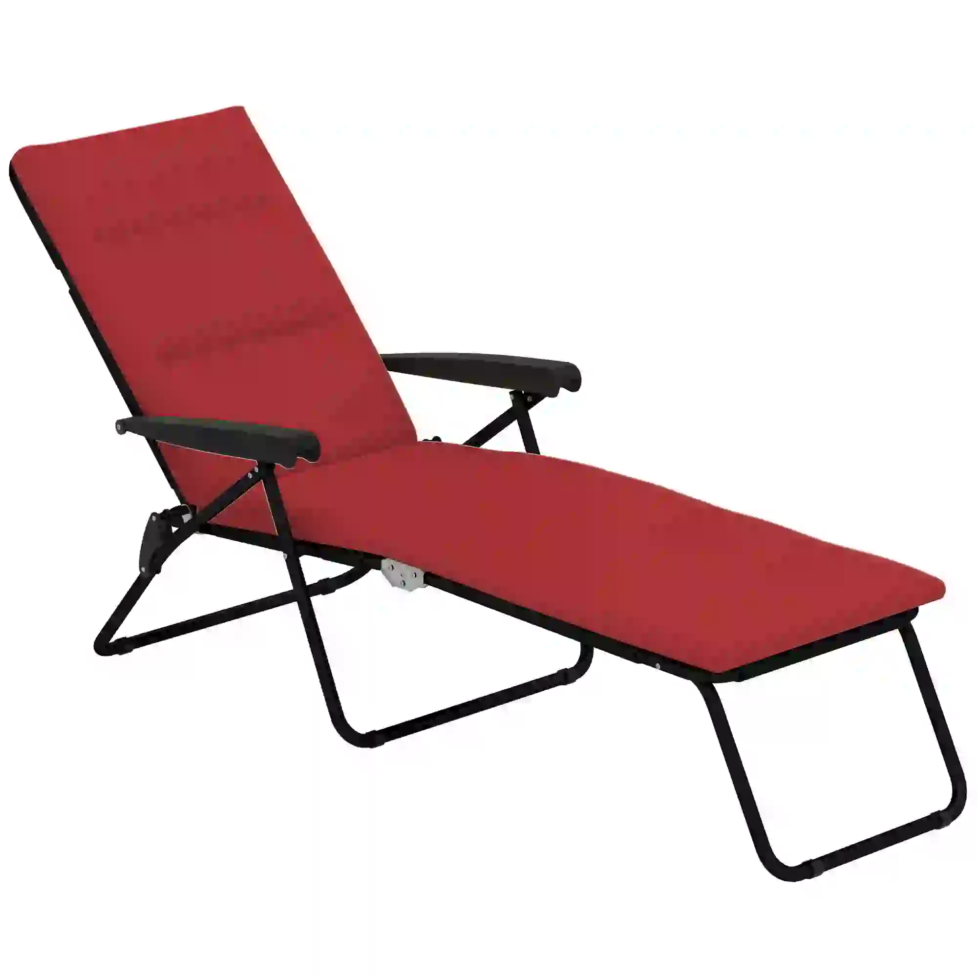 Foldable Reclining Patio Lounge Chair, 6-Position Adjustable, Wine Red - Image 11