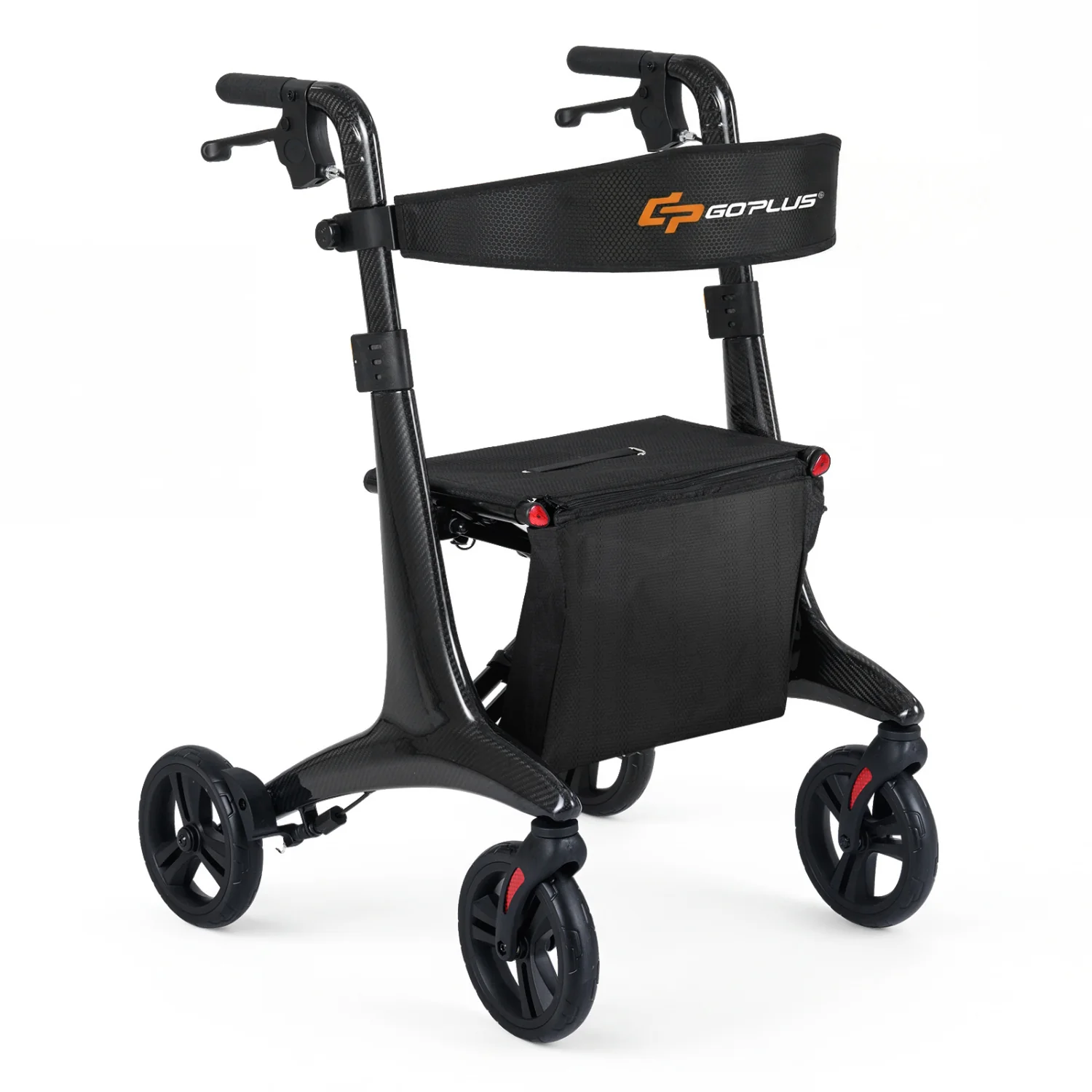 Foldable Rollator Rolling Walker with Seat for Seniors, Black - Image 3