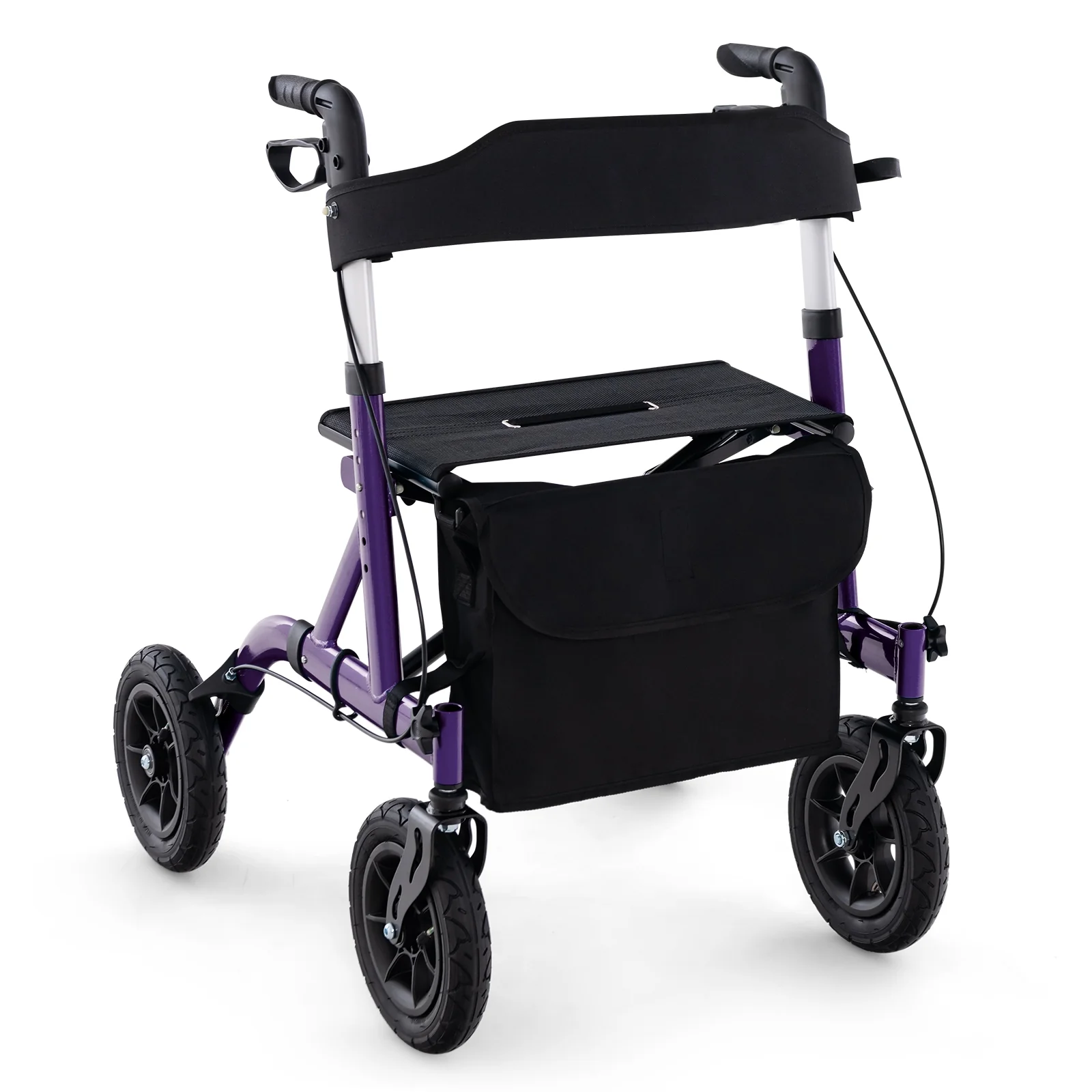 Foldable Rollator Walker, Height Adjustable With Seat, Purple - Image 4