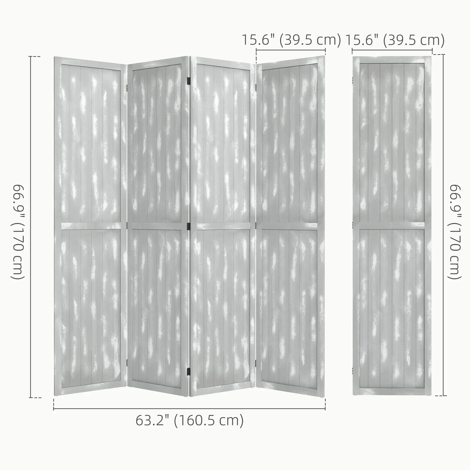 Foldable Screen Divider, 5.5', for Bedroom Office, Grey - Image 3