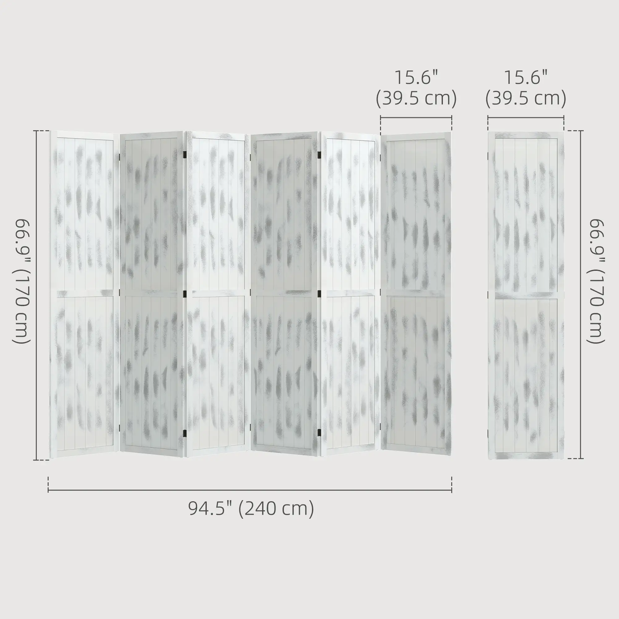 Foldable Screen Divider, 5.5' Rustic, for Bedroom Office, White - Image 3