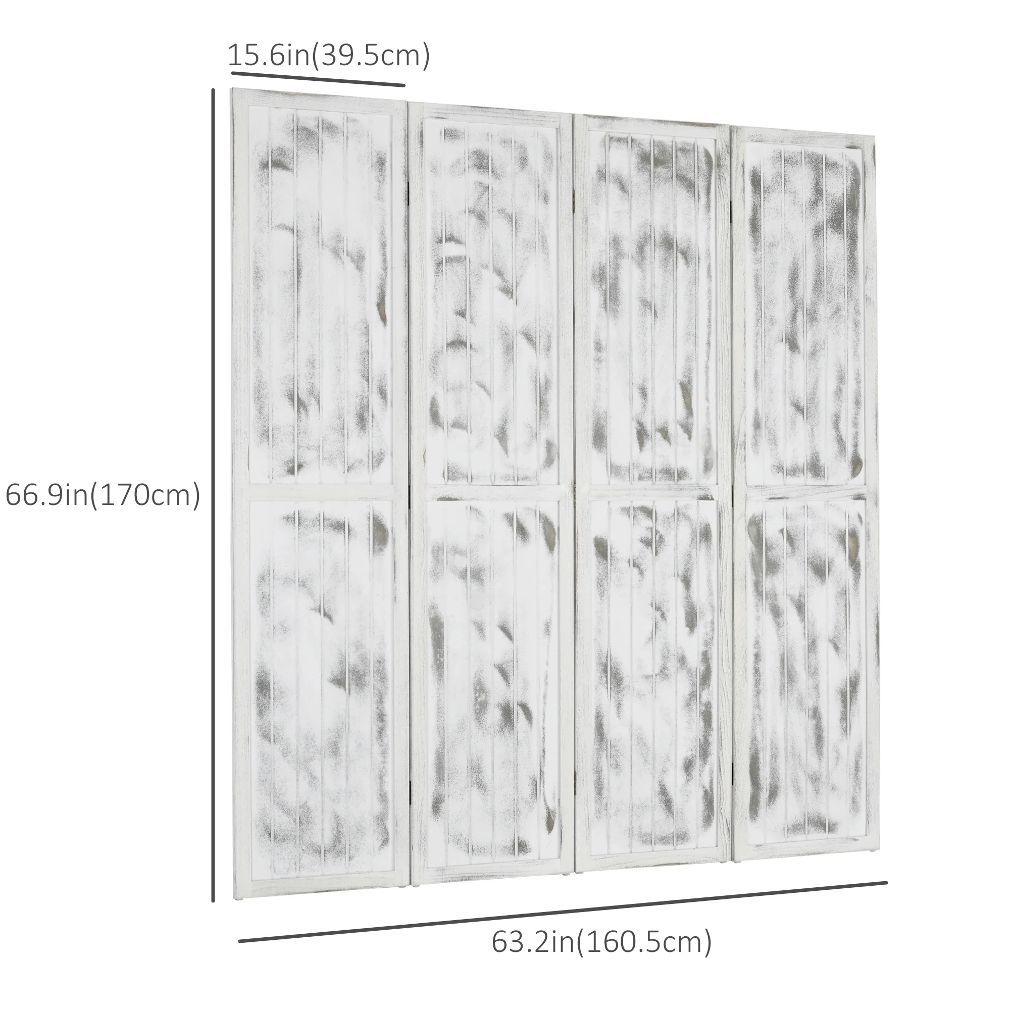 Foldable Screen Divider, 5.5' Rustic, Indoor Bedroom Office, White - Image 3