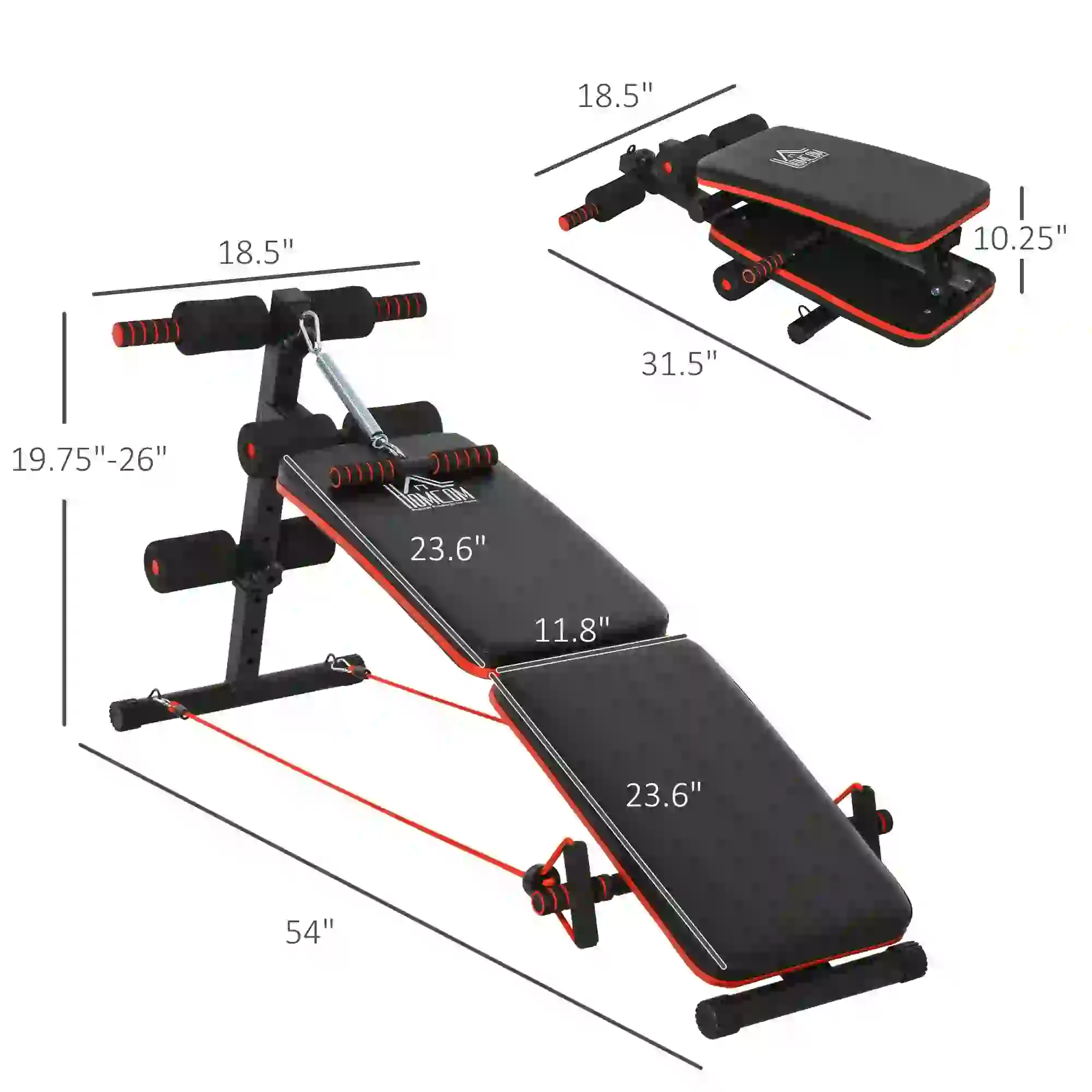 Foldable Sit Up Bench, Core Workout, Home Gym, Black - Image 3