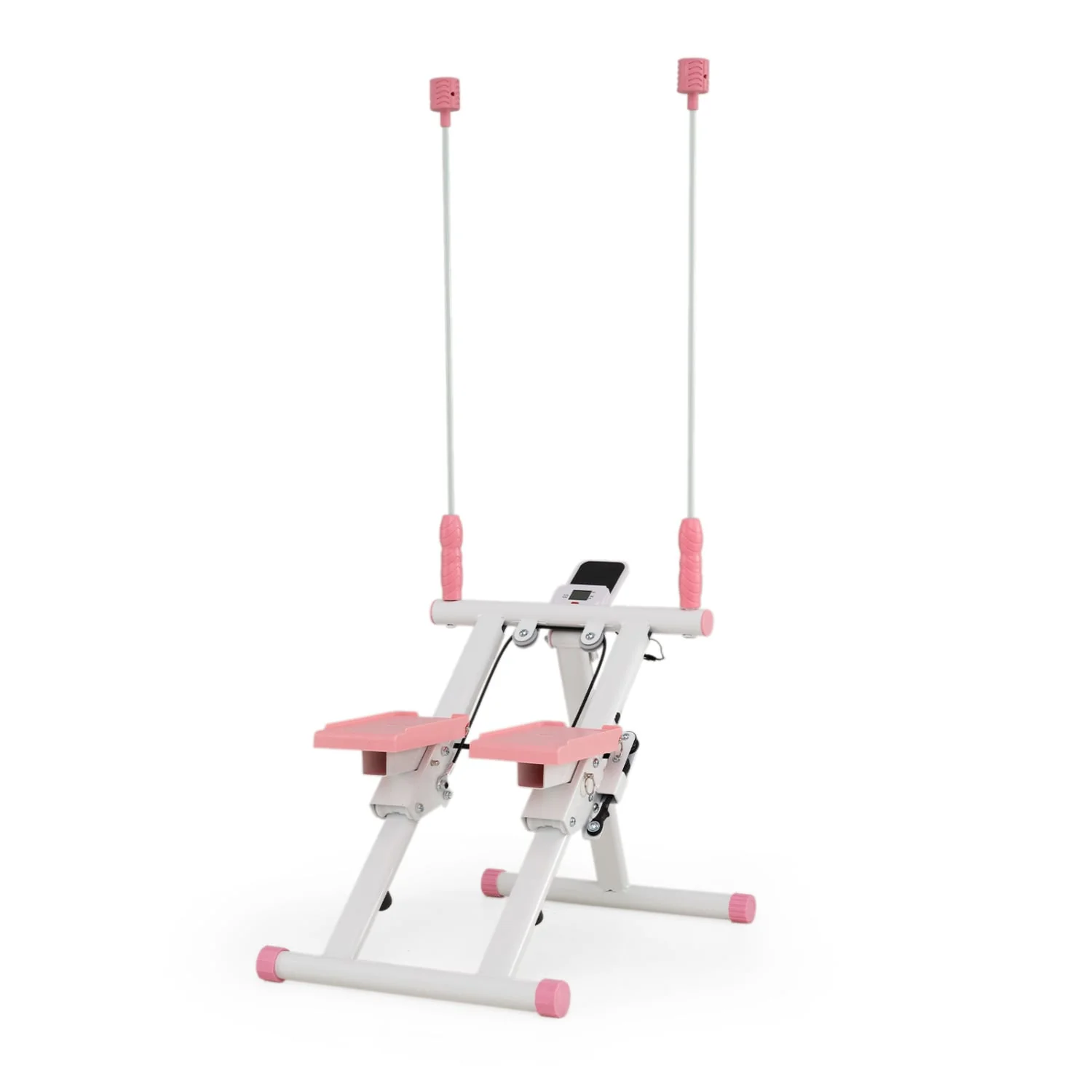 Foldable Stair Stepper, Detachable Handlebar, White