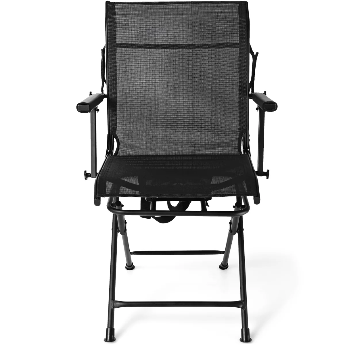 Foldable Swivel Patio Chair, Mesh Back, Black - Image 5