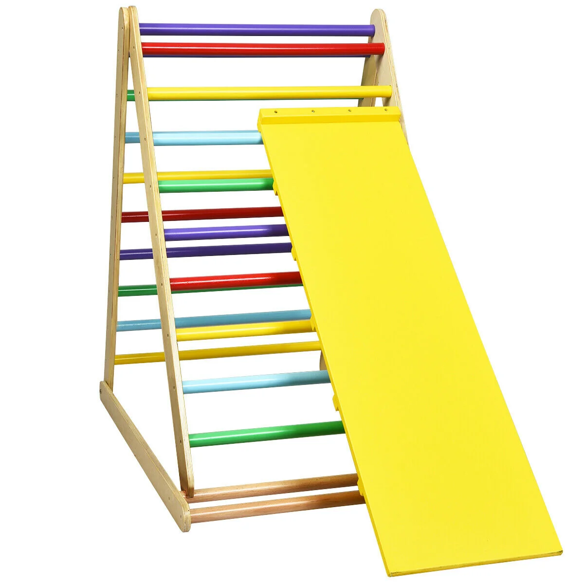 Foldable Wooden Climbing Triangle With Ladder, Multicolor - Image 7