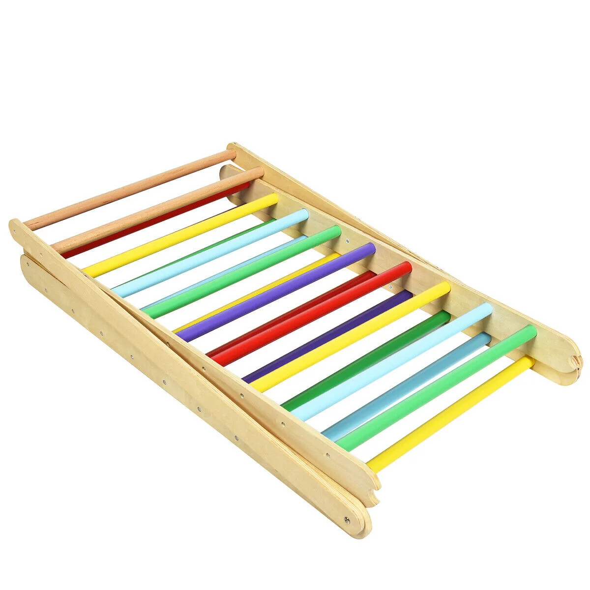 Foldable Wooden Climbing Triangle With Ladder, Multicolor - Image 8