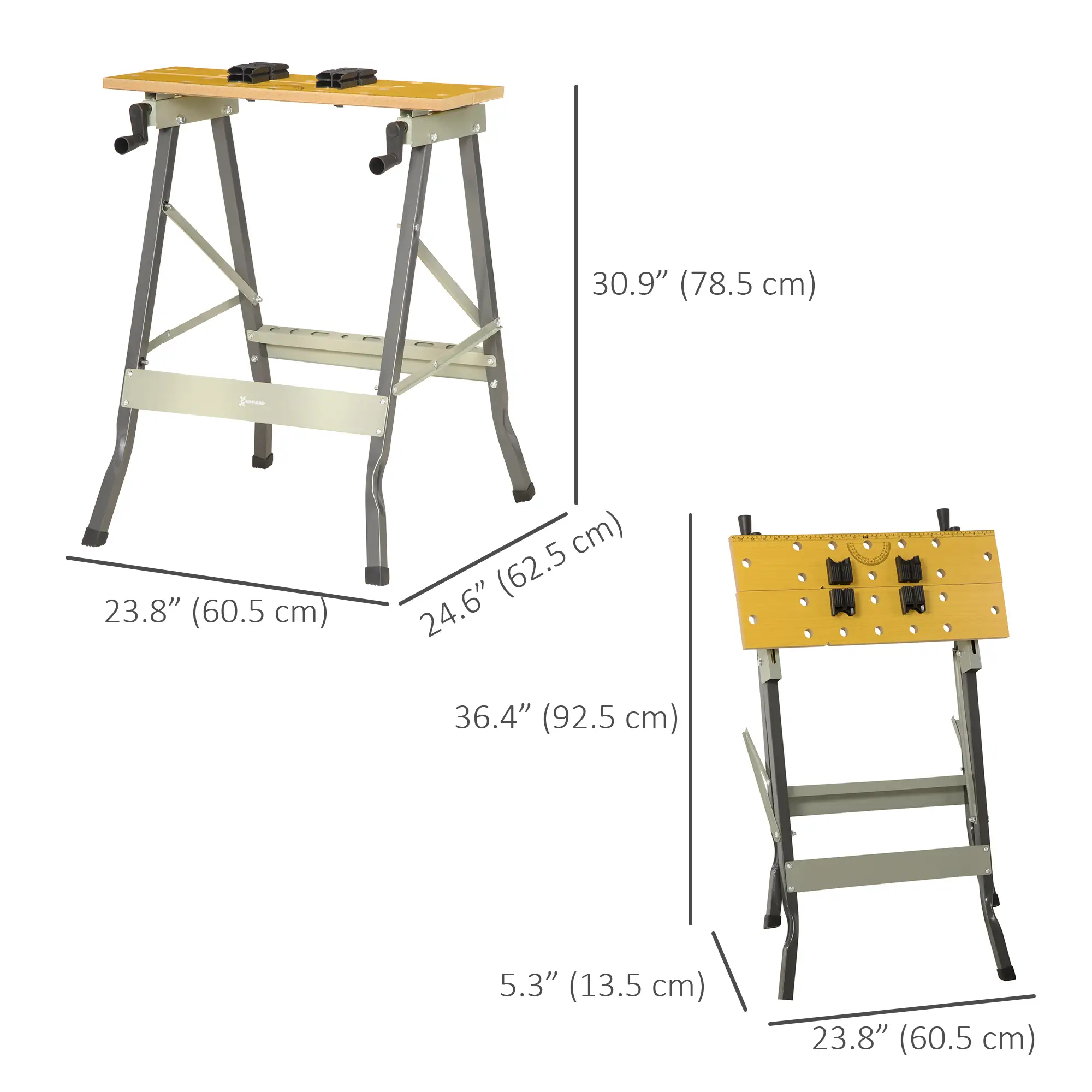 Foldable Work Bench w/ 4 Adjustable Clamps, Carpenter Saw Table - Image 3