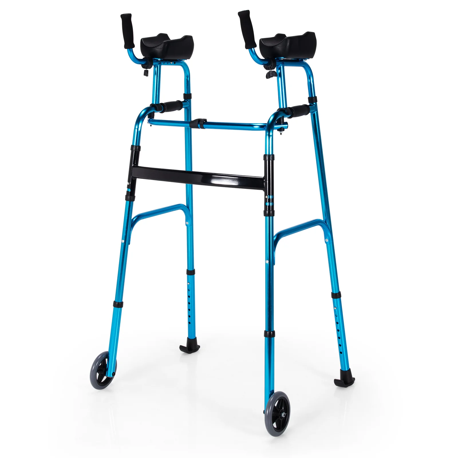 Folding Adjustable Aluminum Walking Frame, Navy - Image 4