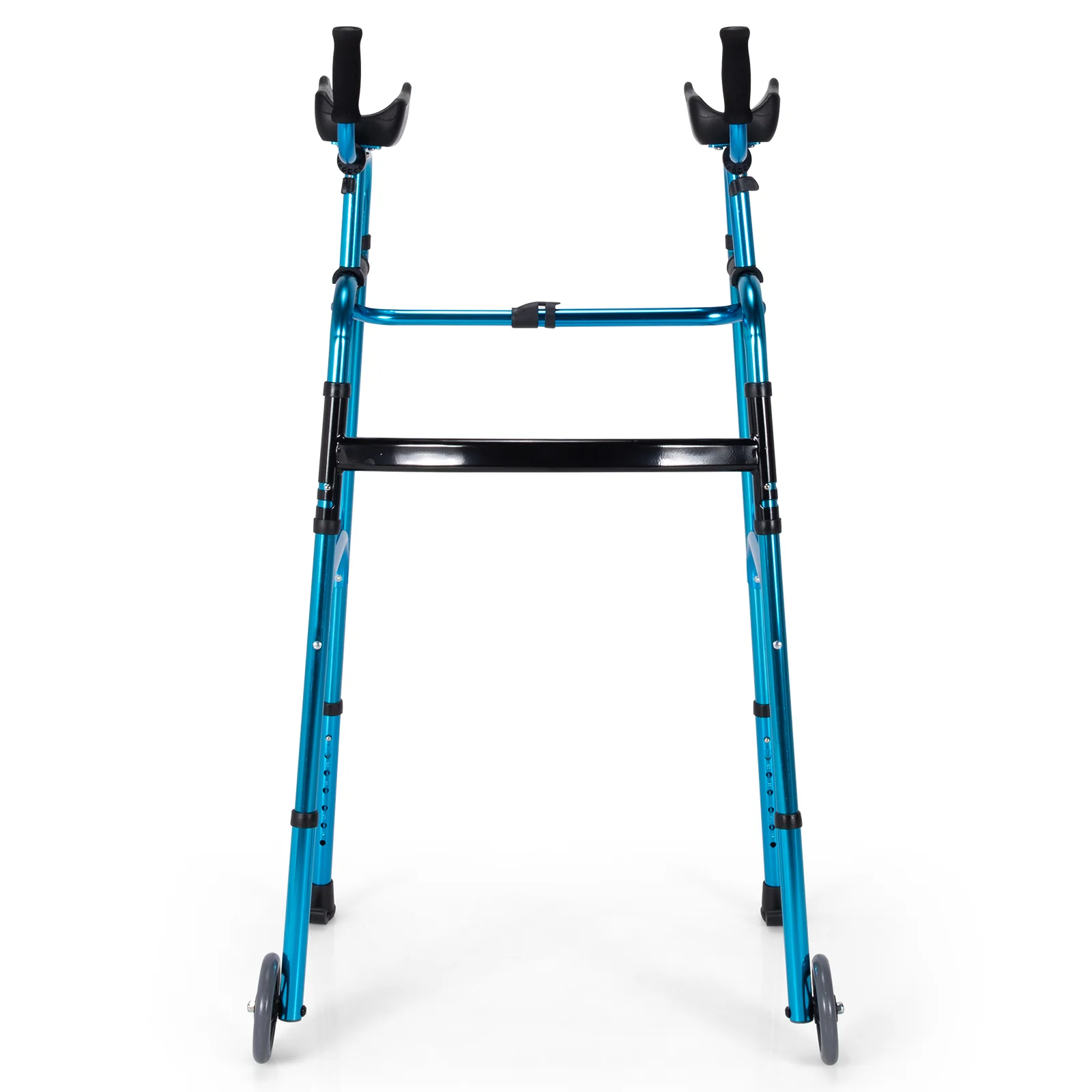 Folding Adjustable Aluminum Walking Frame, Navy - Image 7