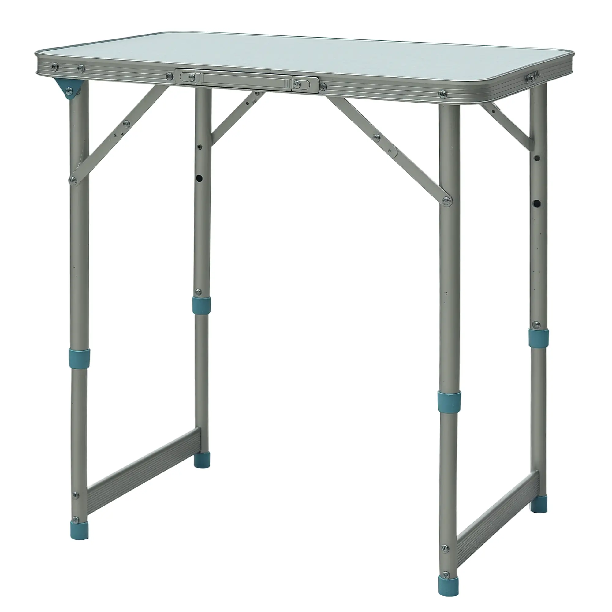 Folding Adjustable Patio Table, Portable Camping Dining, Aluminum Frame, Silver