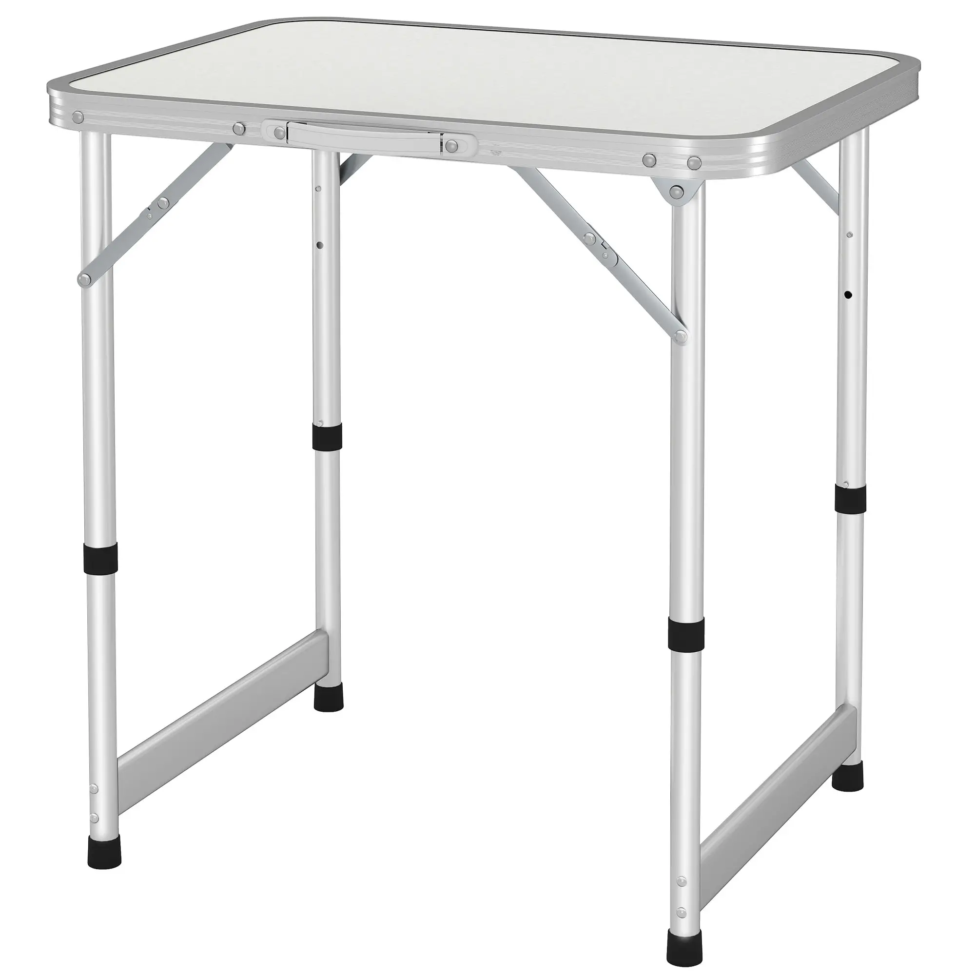 Folding Adjustable Patio Table, Portable Camping Dining, Aluminum Frame, Silver - Image 11
