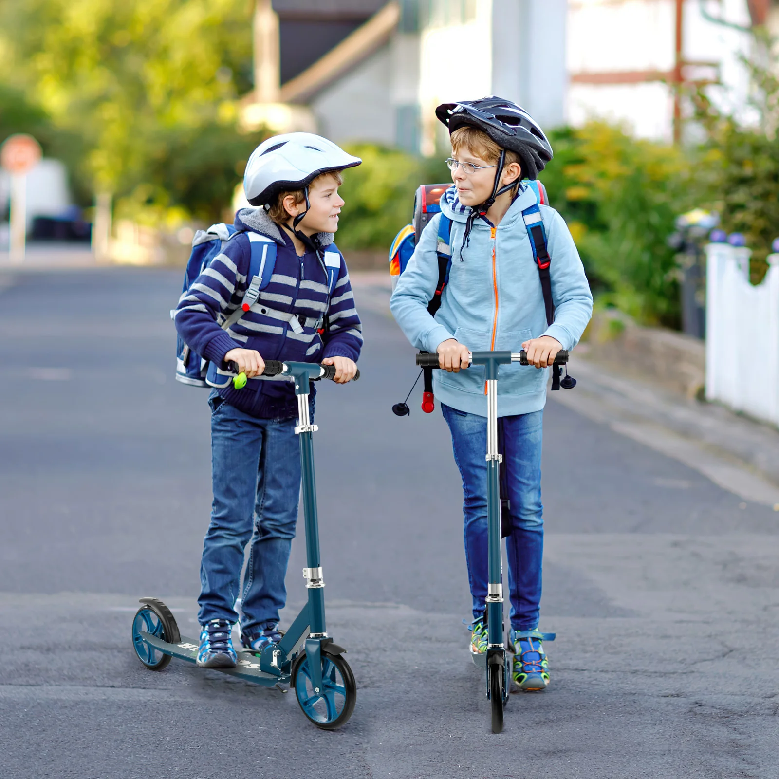 Folding Aluminum Alloy Scooter, 3 Adjustable Heights, Blue - Image 3