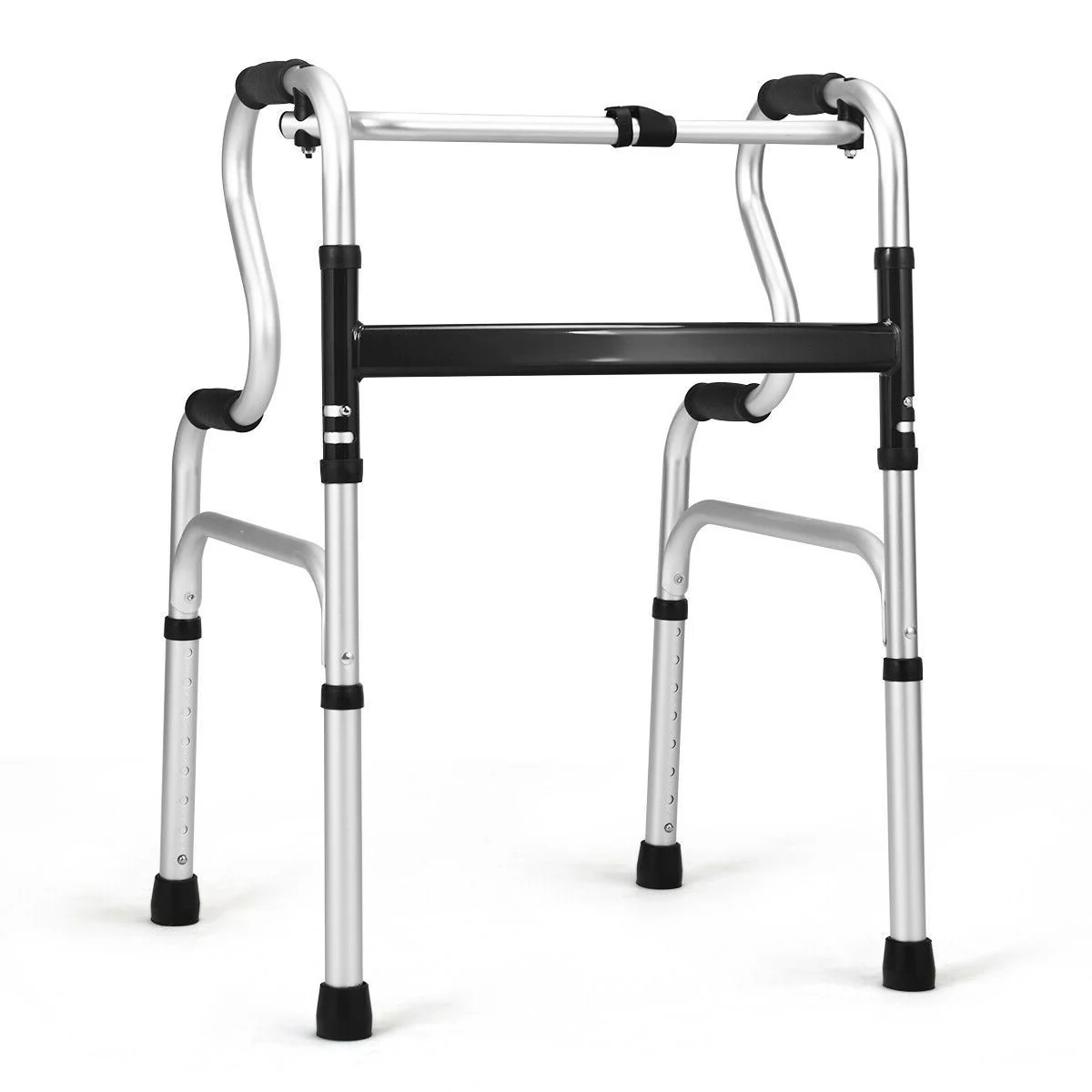 Folding Aluminum Walking Frame Walker, Silver - Image 4