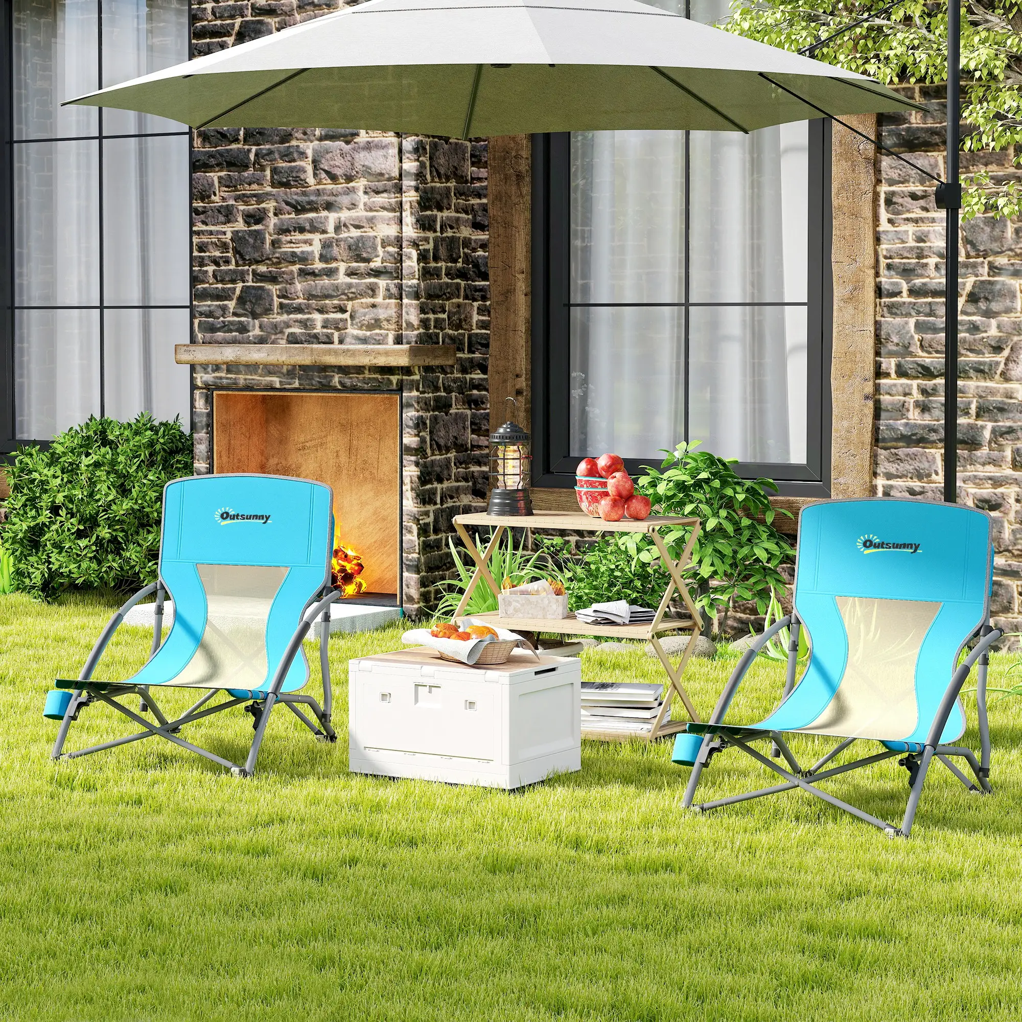 Folding Beach Chairs, Mesh Back, Carry Bag, Cup Holder, 22.8" x 21.7" x 24.4" - Image 10