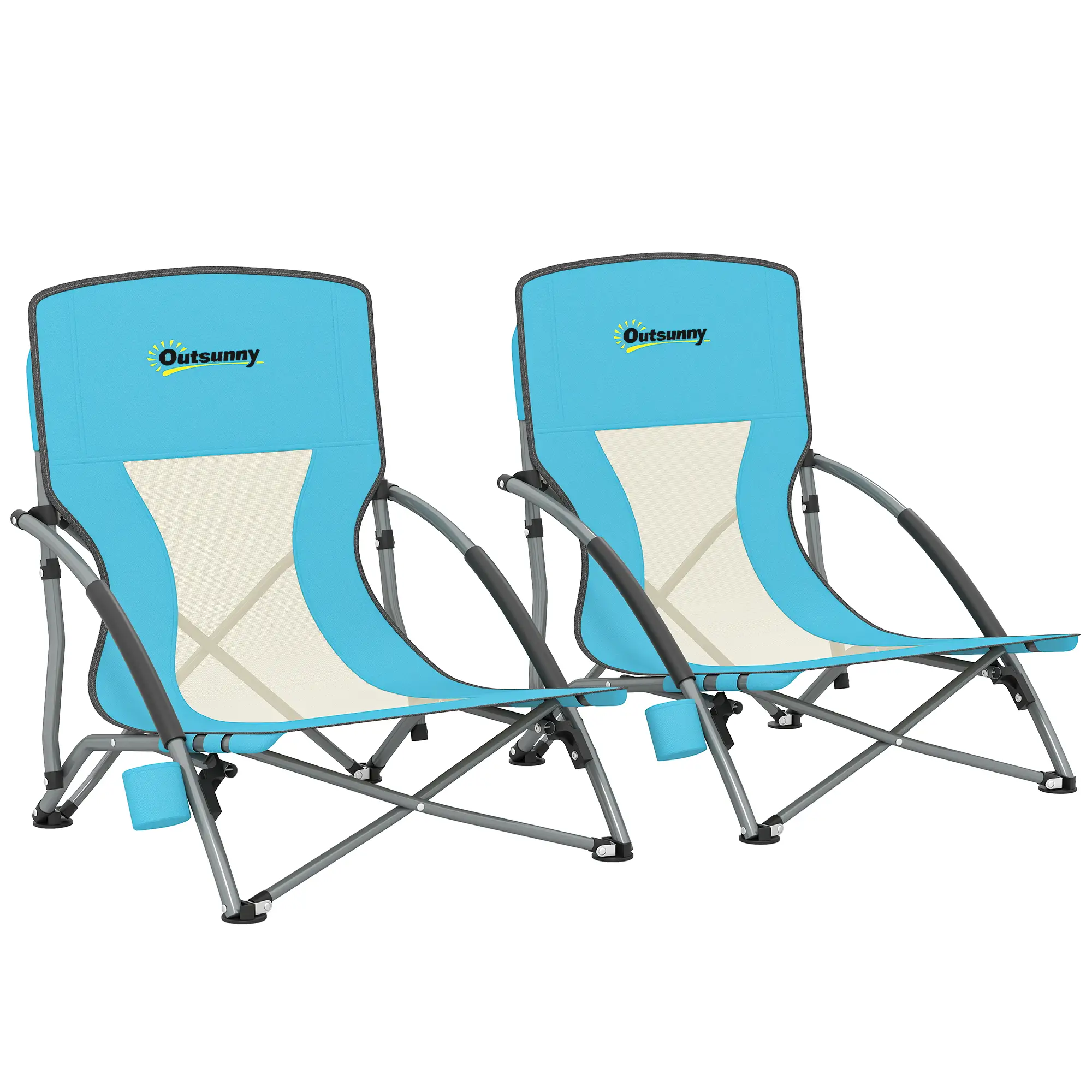 Folding Beach Chairs, Mesh Back, Carry Bag, Cup Holder, 22.8" x 21.7" x 24.4" - Image 11