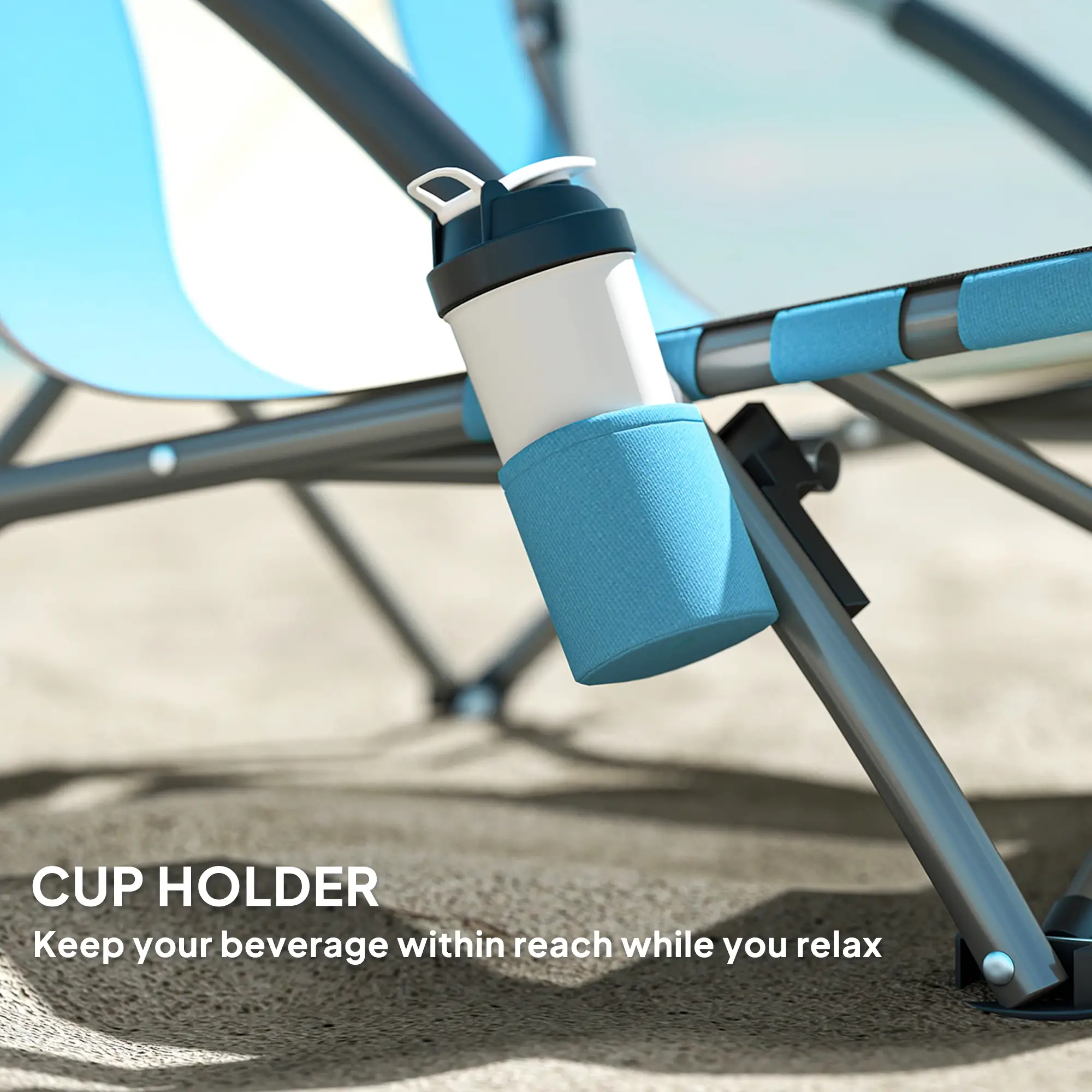 Folding Beach Chairs, Mesh Back, Carry Bag, Cup Holder, 22.8" x 21.7" x 24.4" - Image 6
