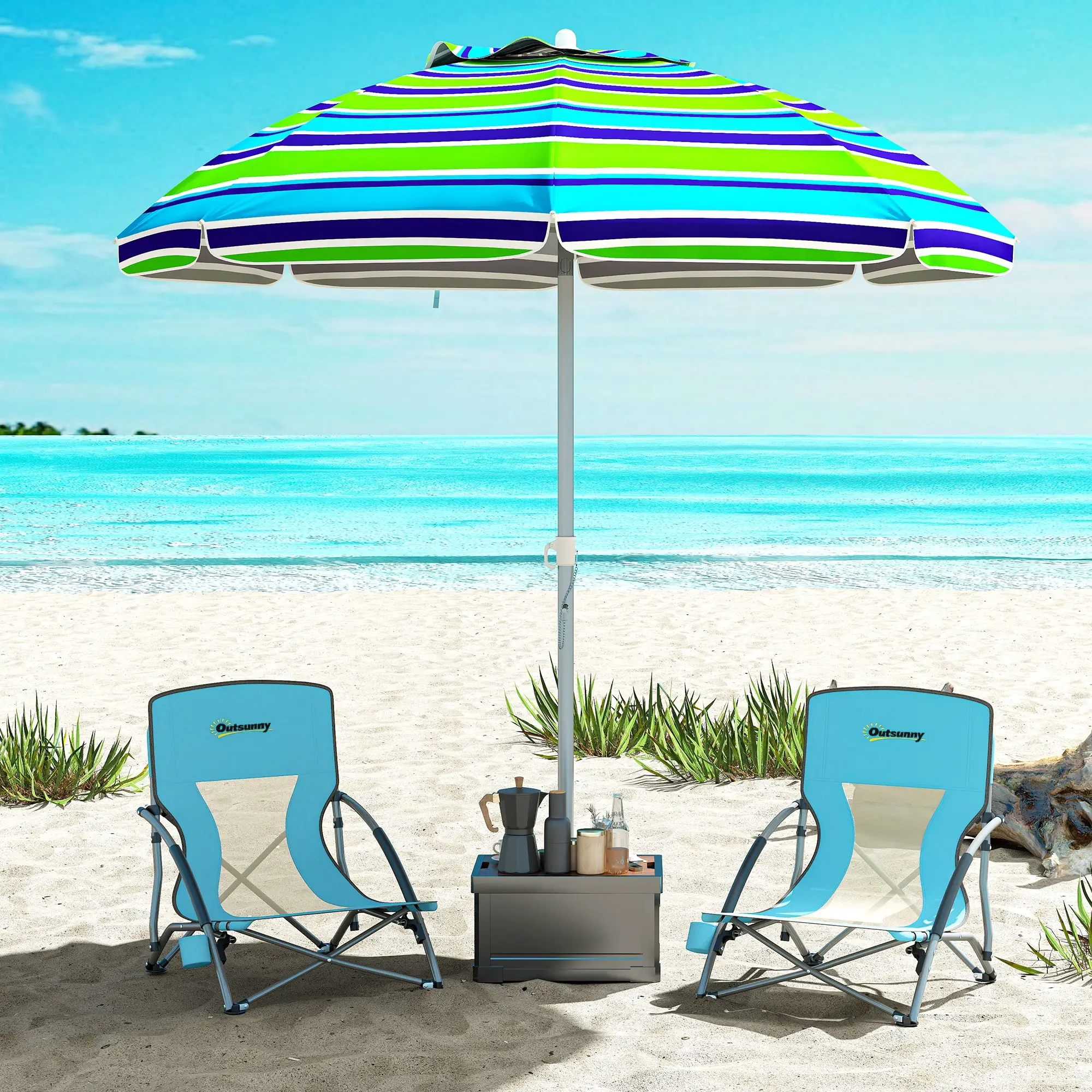Folding Beach Chairs, Mesh Back, Carry Bag, Cup Holder, 22.8" x 21.7" x 24.4" - Image 8