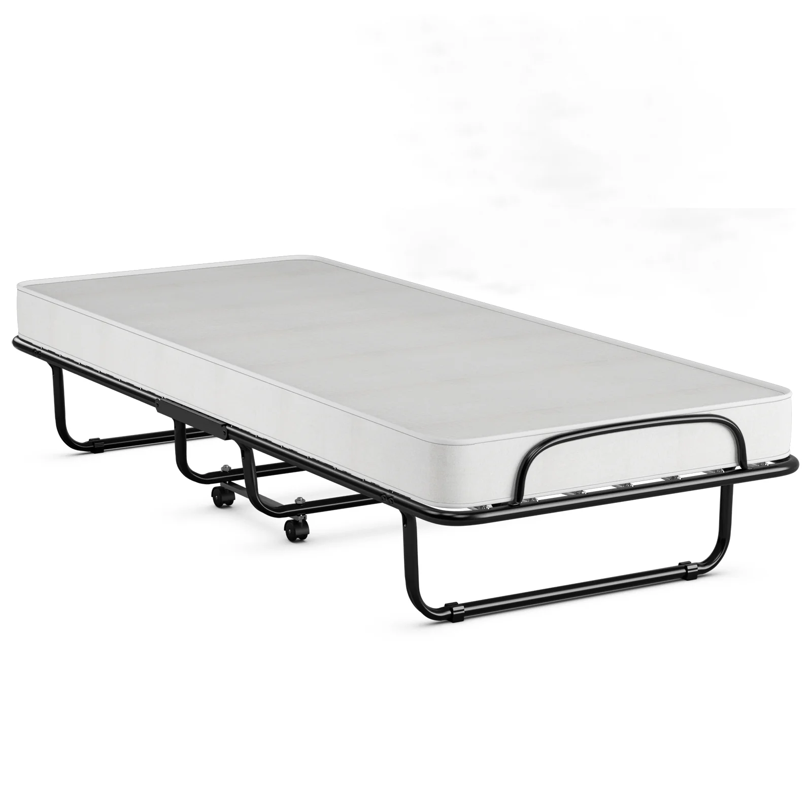 Folding Bed With Memory Foam Mattress, Black - Image 13