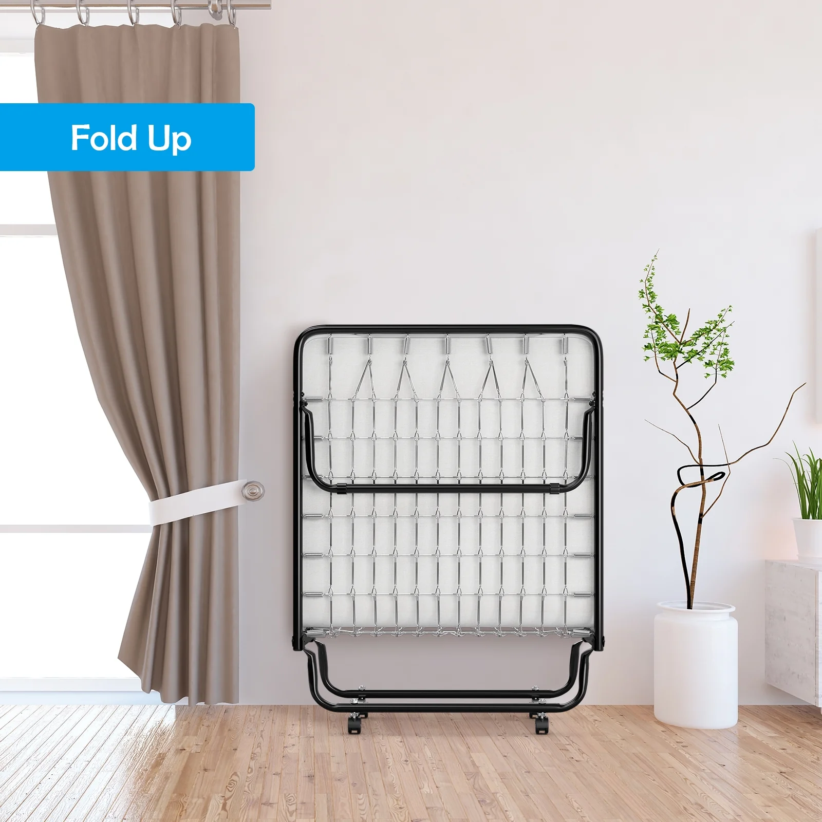 Folding Bed With Memory Foam Mattress, Black - Image 8