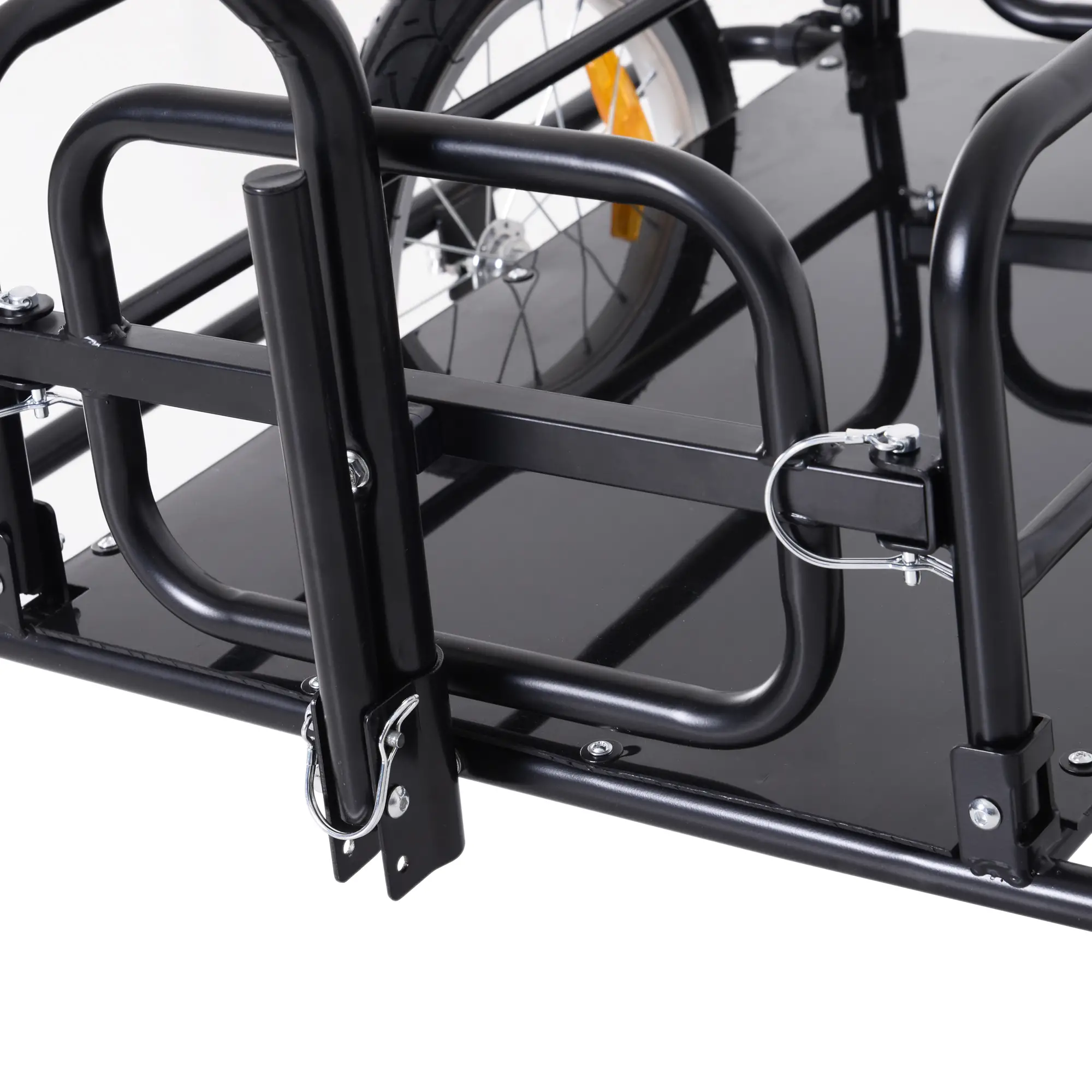 Folding Bicycle Cargo Trailer, Bike Cart Carrier, Hitch, Black - Image 9