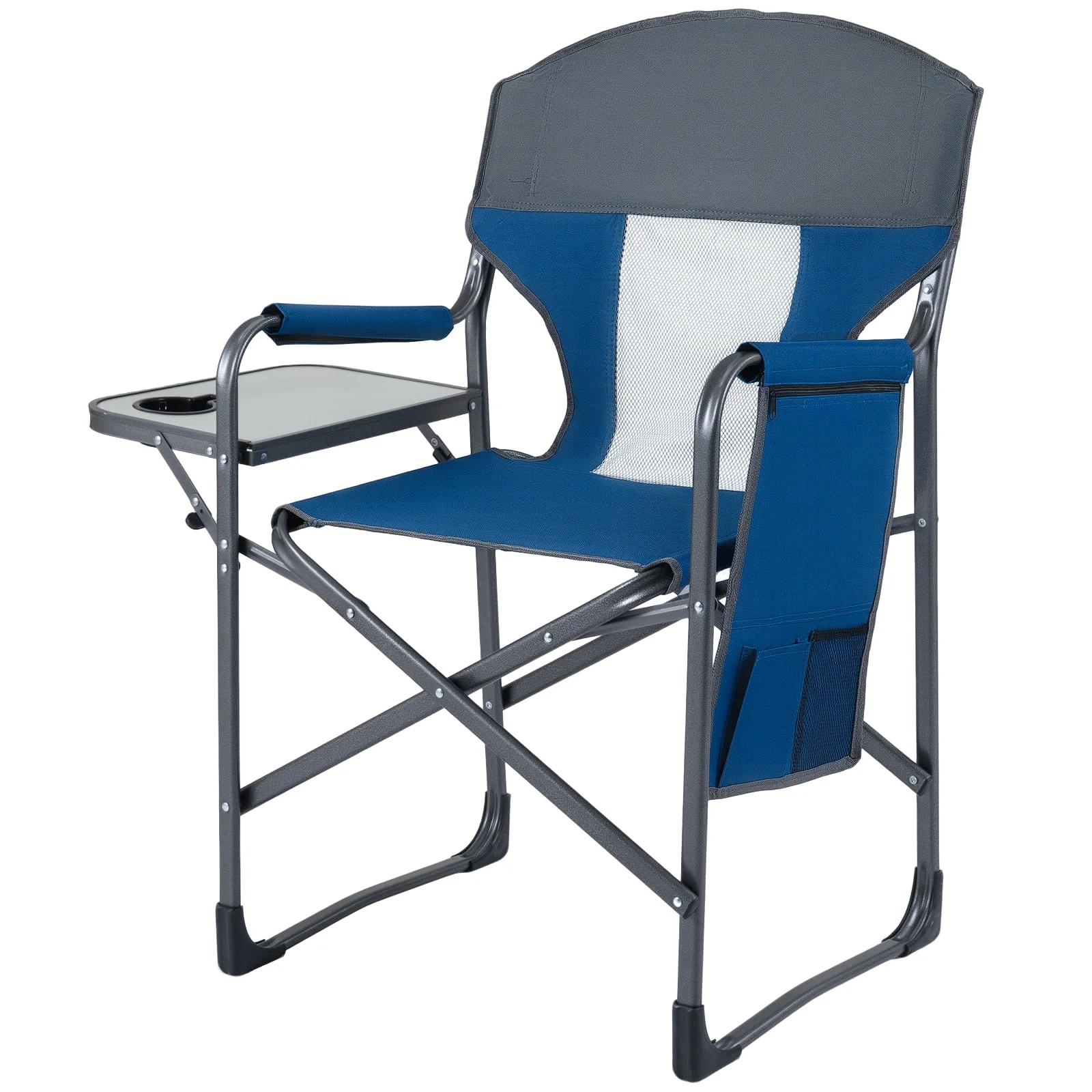 Folding Camping Chair With Cup Holder, Storage Pocket, Navy