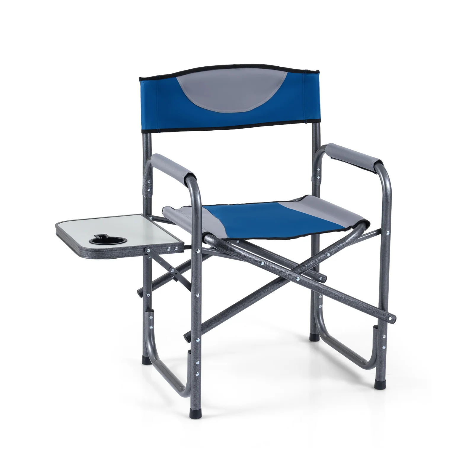 Folding Camping Chair With Side Table, Blue