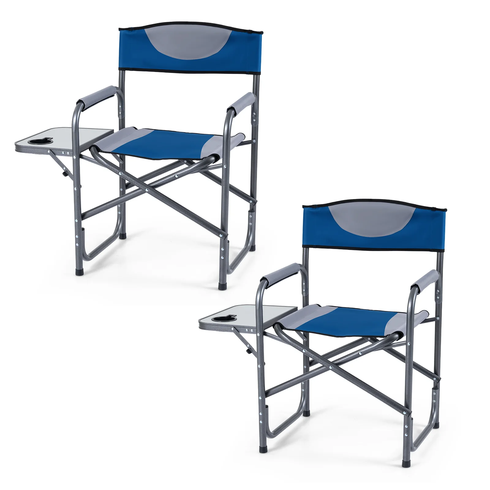 Folding Camping Chair With Side Table, Blue - Image 4