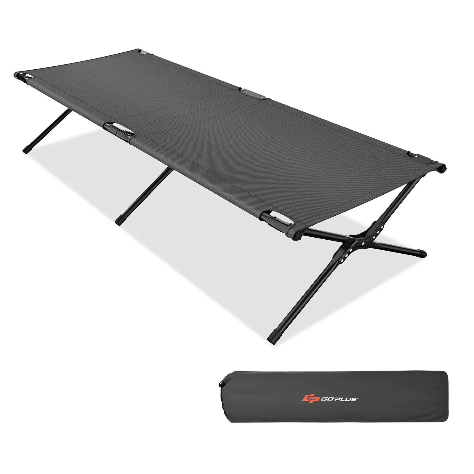 Folding Camping Cot, Gray - Image 3